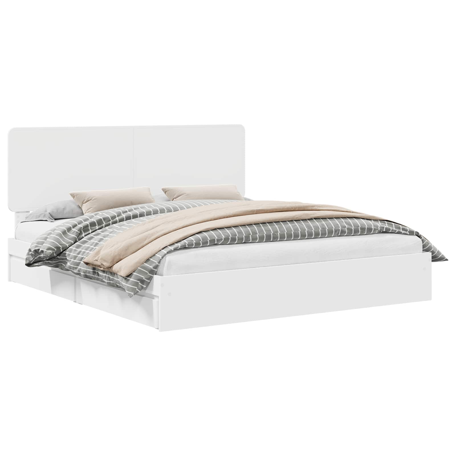 Cadre de lit avec tiroir Blanc 200 x 200 cm Bois d'ingénierie - XIOS