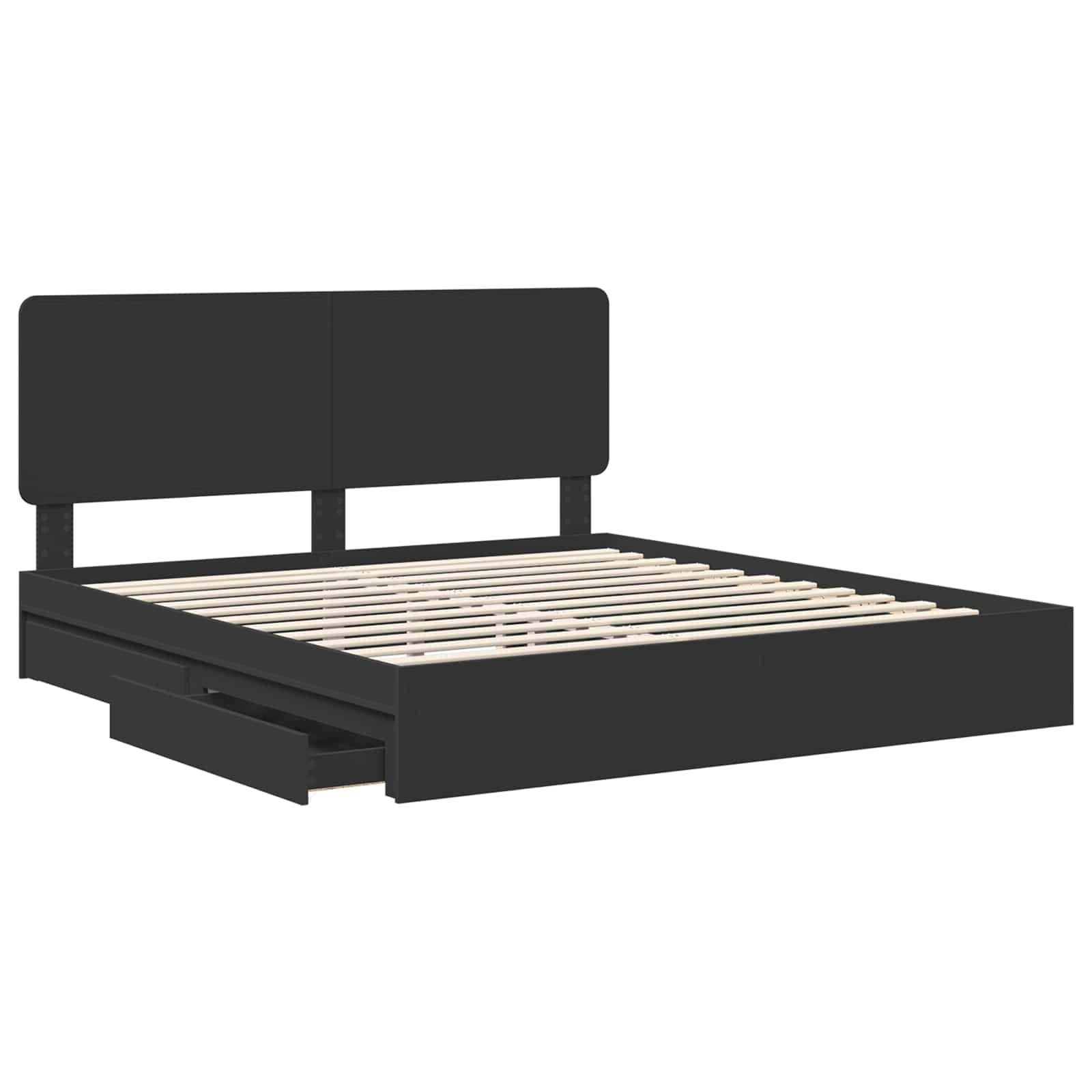 Lit de Rangement Noir 200 x 200 cm Bois d'ingénierie - XIOS