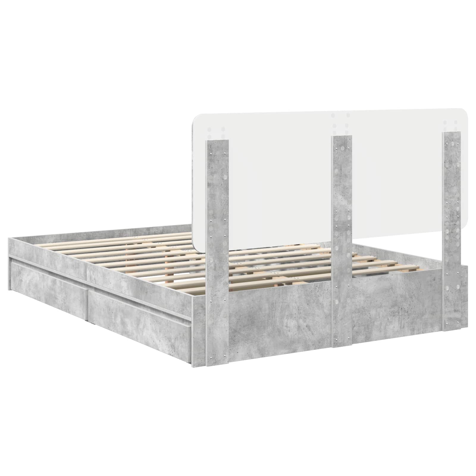 Cadre de lit Gris béton 140 x 190 cm Bois d'ingénierie - XIOS