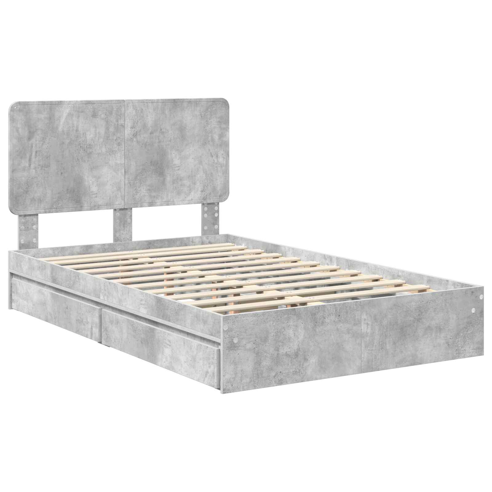Cadre de lit Gris béton 135 x 190 cm Bois d'ingénierie - XIOS