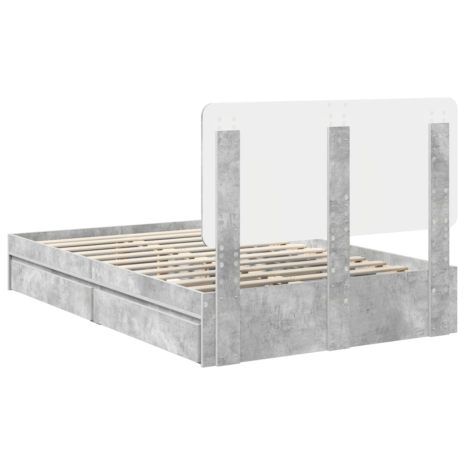 Cadre de lit Gris béton 135 x 190 cm Bois d'ingénierie - XIOS