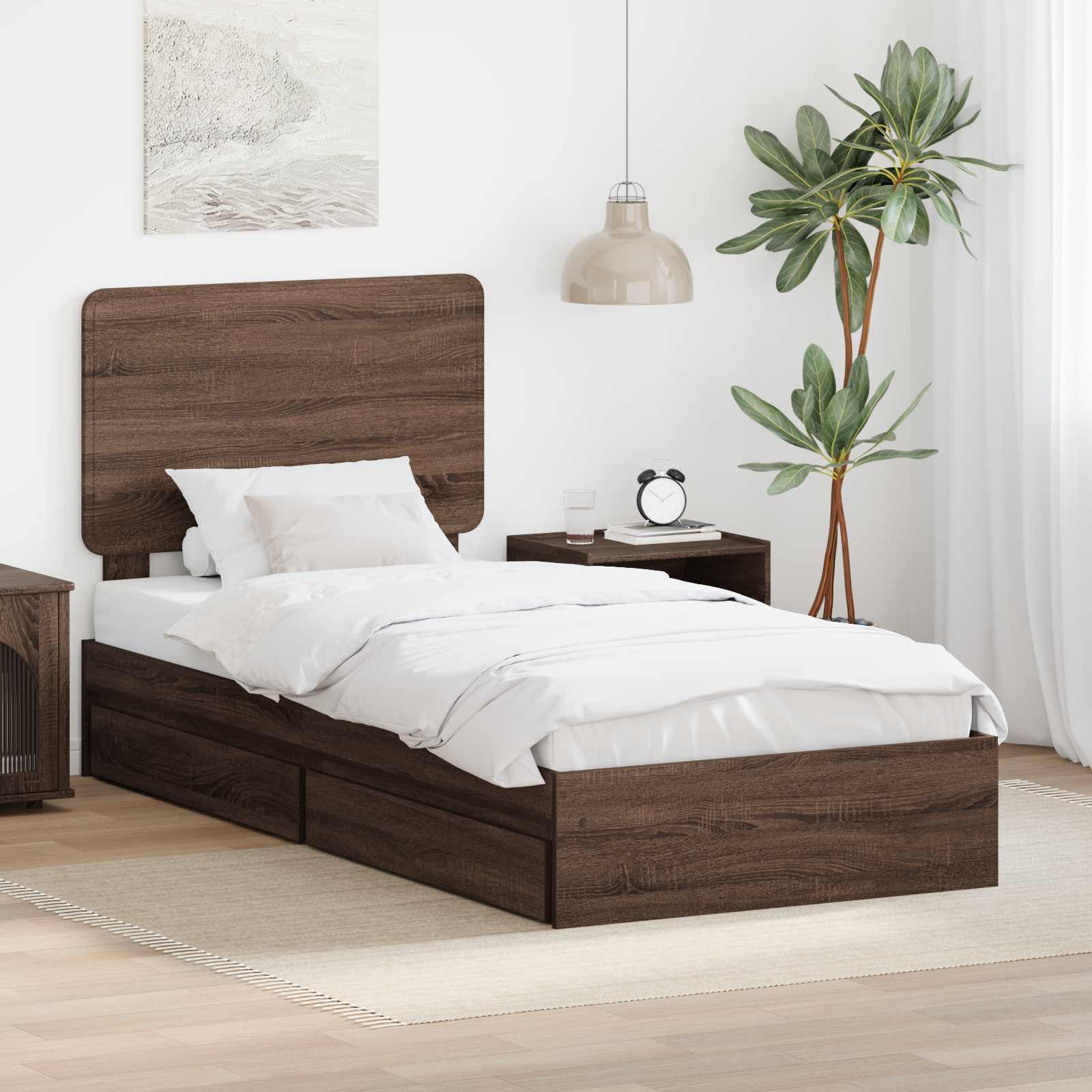 Cadre de lit Chêne brun 75 x 190 cm Bois d'ingénierie - XIOS