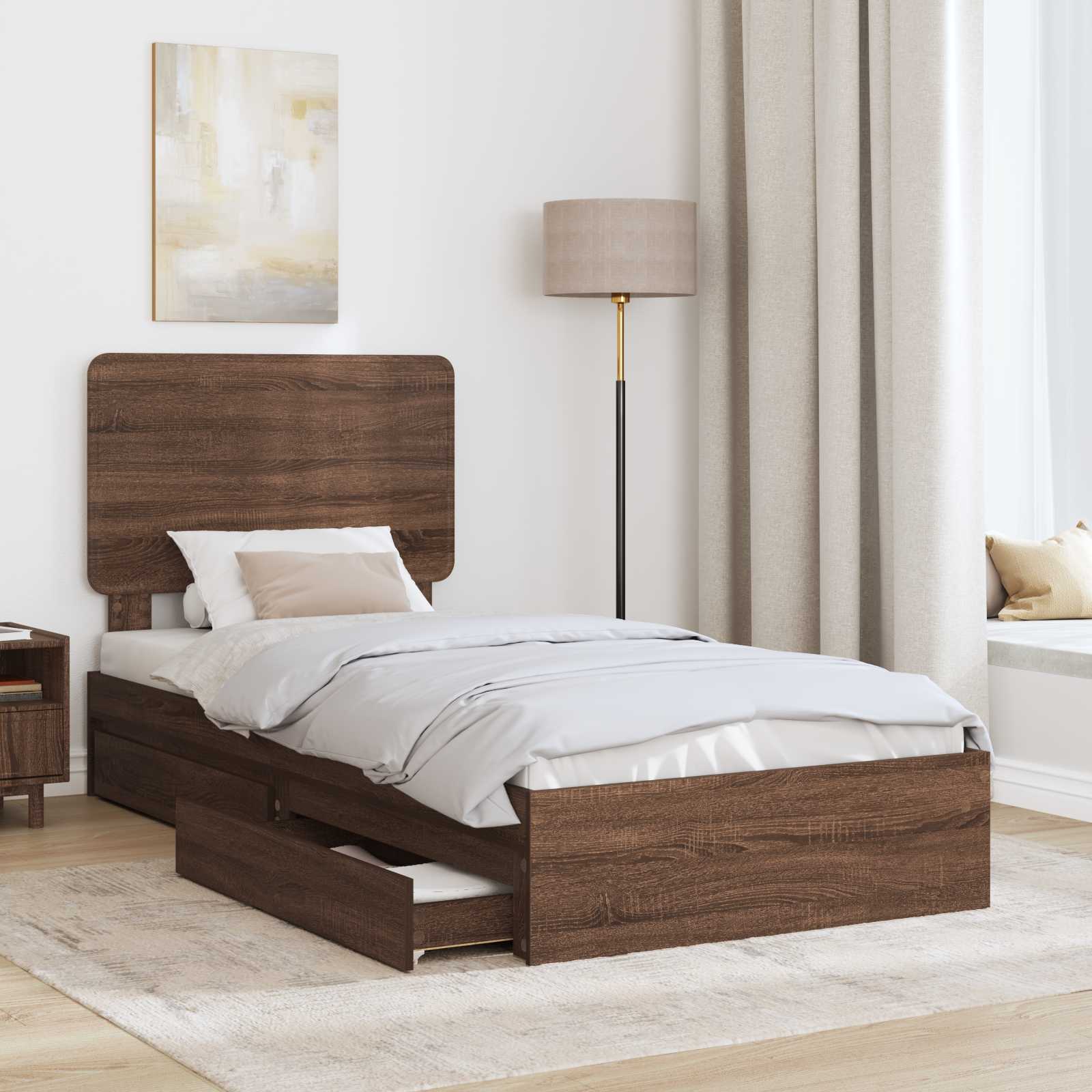 Cadre de lit Chêne brun 75 x 190 cm Bois d'ingénierie - XIOS