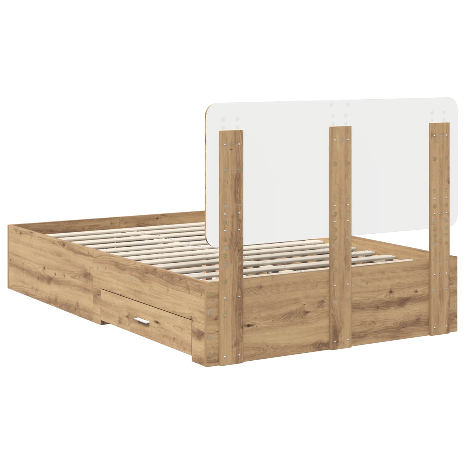 Cadre de lit Chêne artisanal 135 x 190 cm Bois d'ingénierie - XIOS