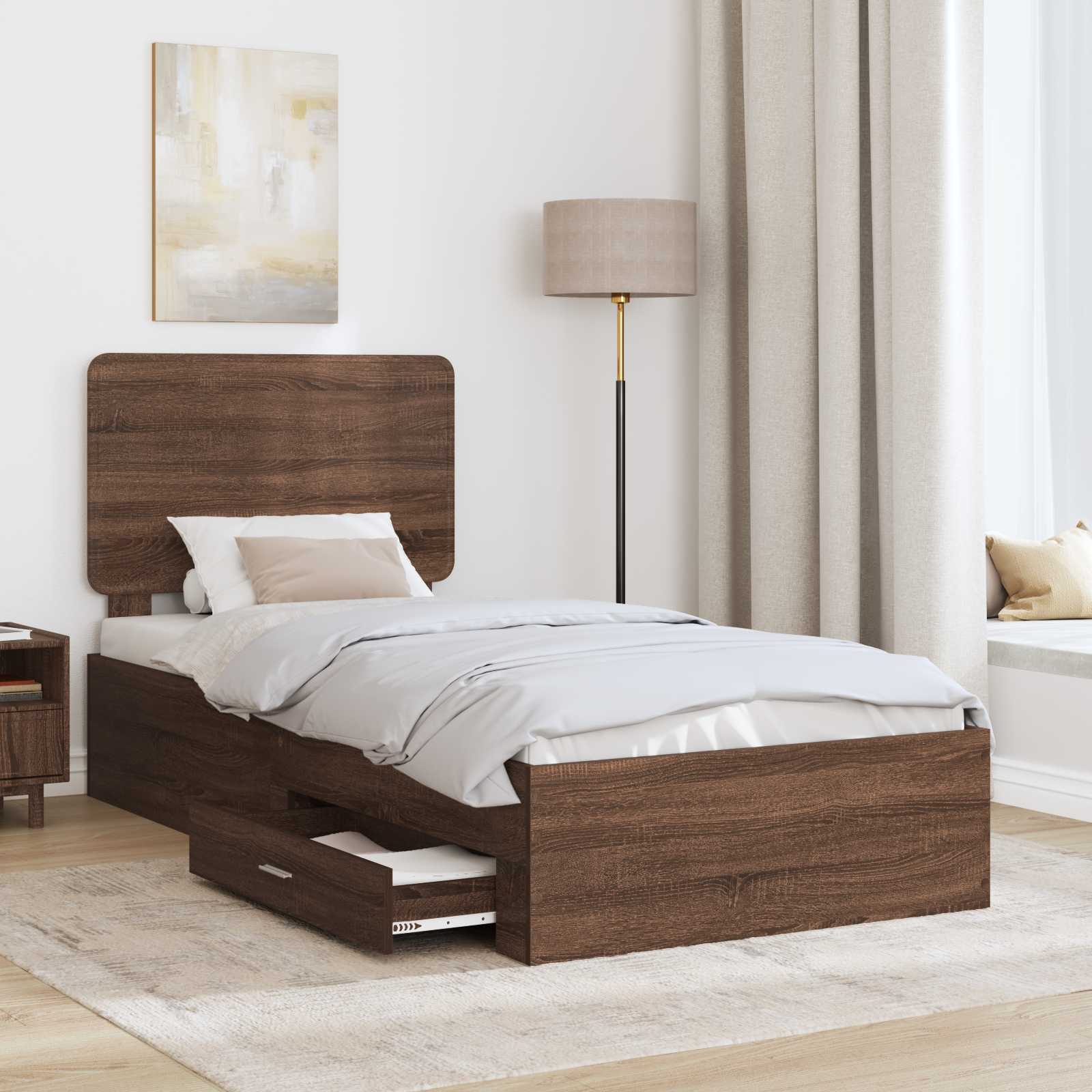Cadre de lit Chêne brun 75 x 190 cm Bois d'ingénierie - XIOS
