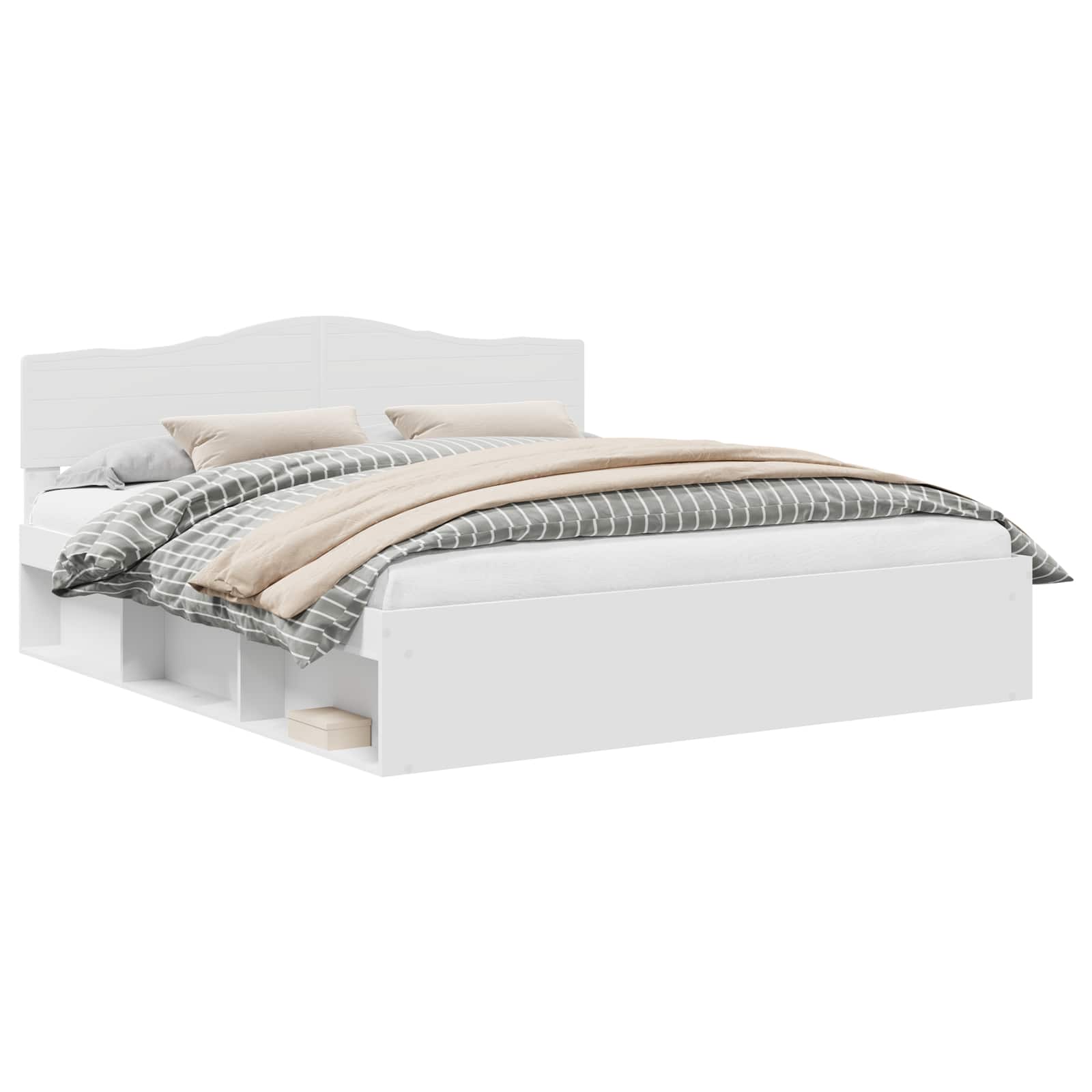 Cadre de lit avec tête de lit Blanc 200 x 200 cm Pin massif - XIOS