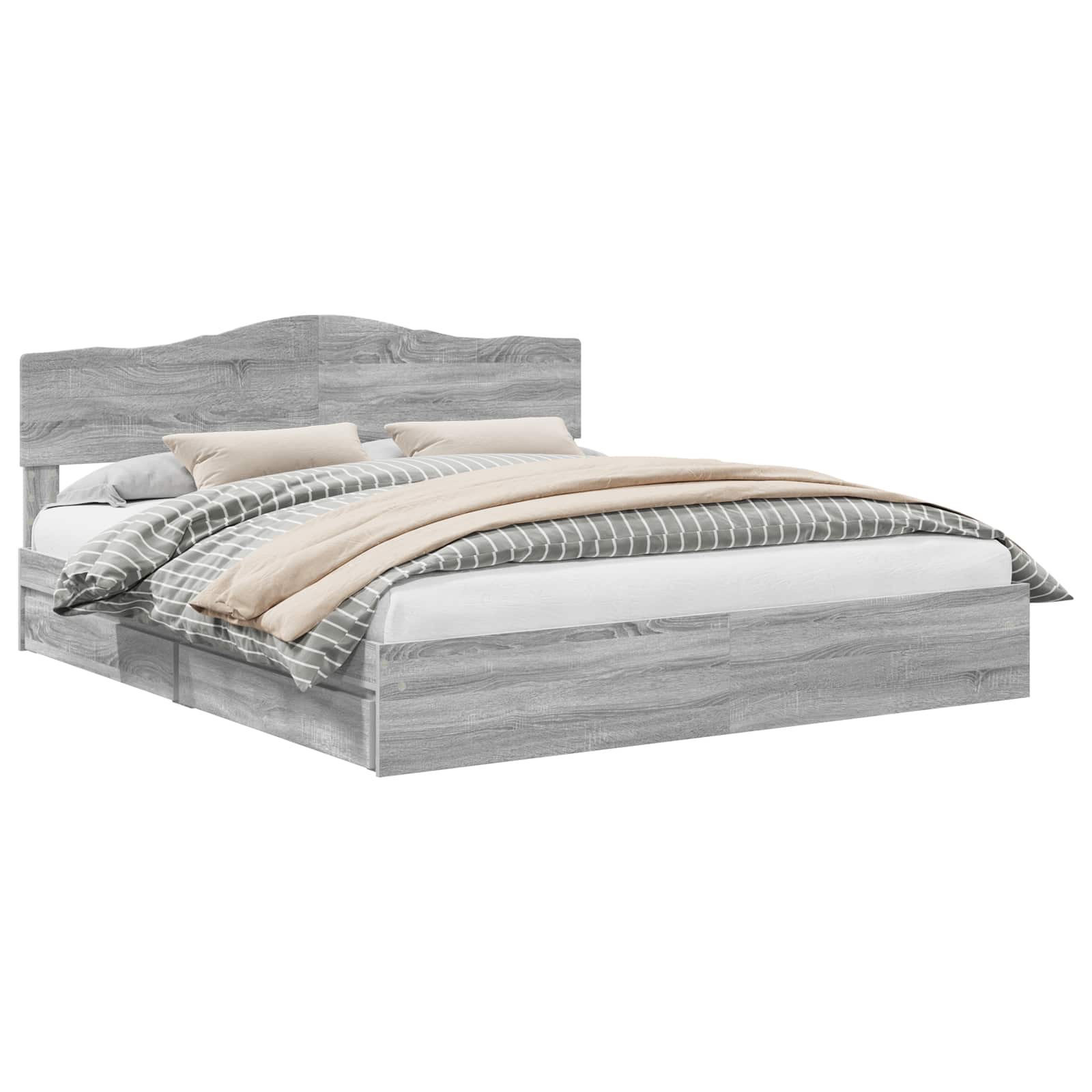 Cadre de lit Gris Sonoma 200 x 200 cm Bois de pin massif - XIOS