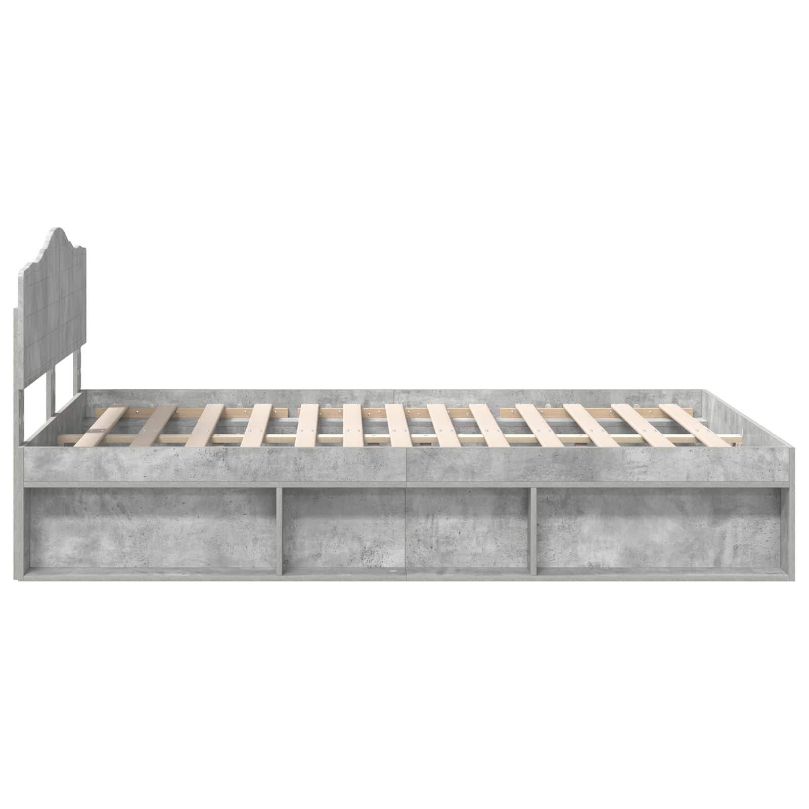 Cadre de lit avec tête de lit Béton 140 x 190 cm Pin massif - XIOS