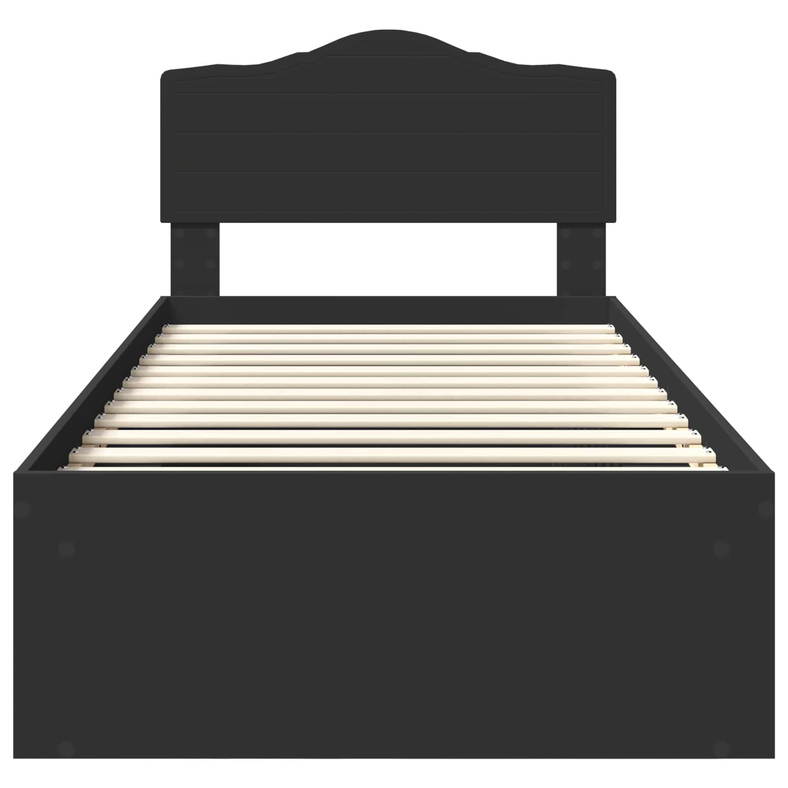 Cadre de lit avec tête de lit Noir 90 x 200 cm Pin massif - XIOS