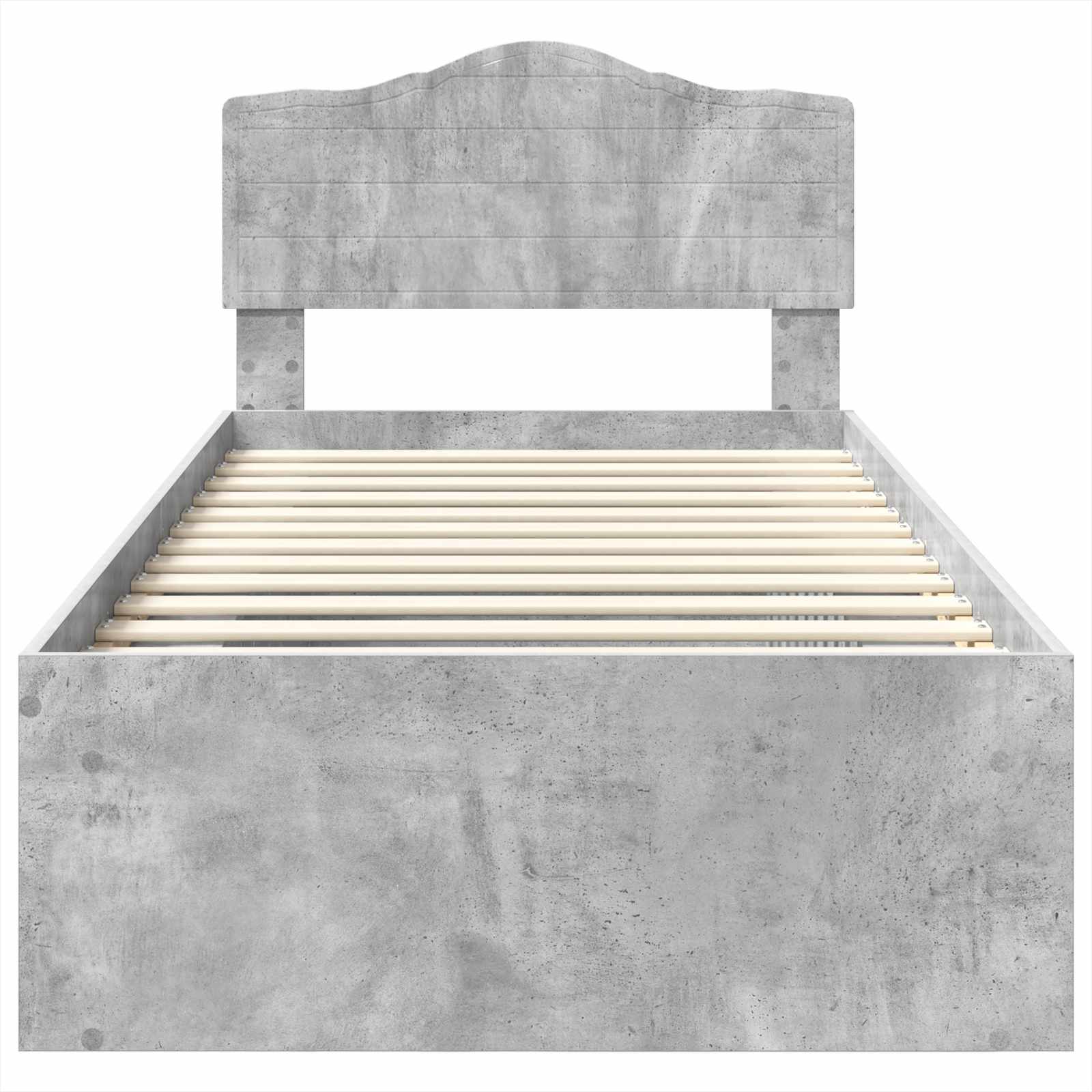 Cadre de lit avec tête de lit Gris Béton 75 x 190 cm Pin massif - XIOS