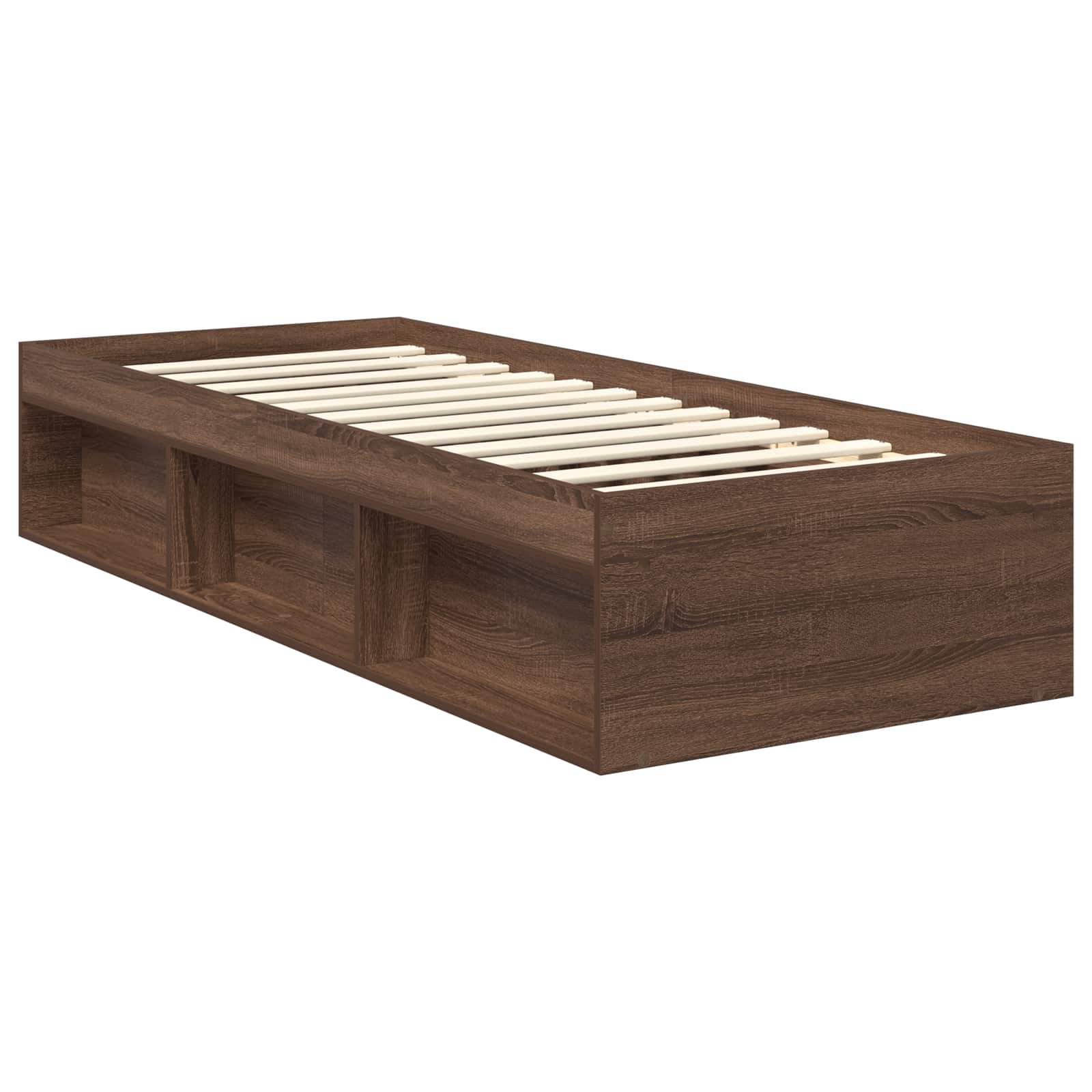 Cadre de lit Chêne brun 75 x 190 cm Bois de pin massif - XIOS