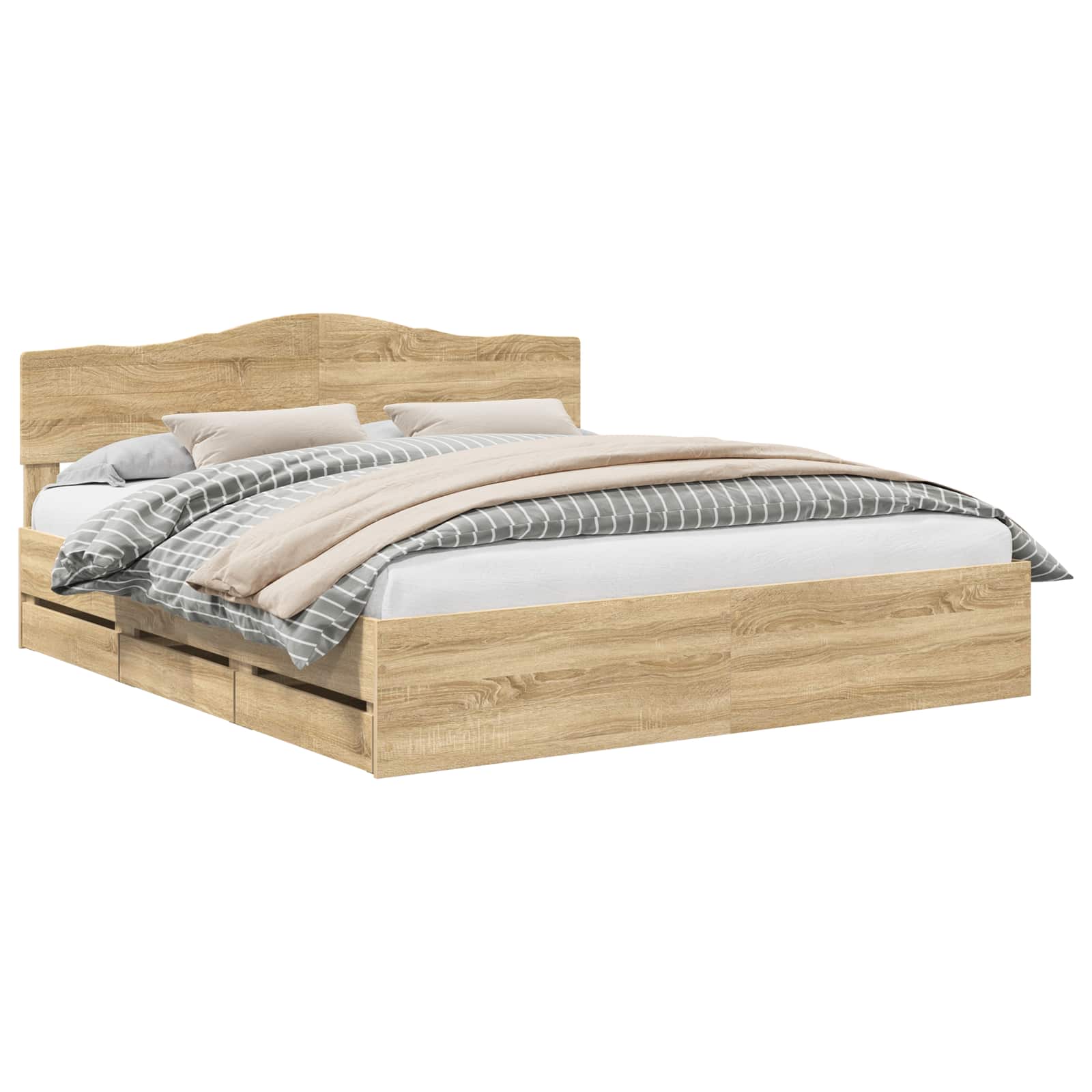 Cadre de lit Chêne Sonoma 200 x 200 cm Bois Ingénierie - XIOS