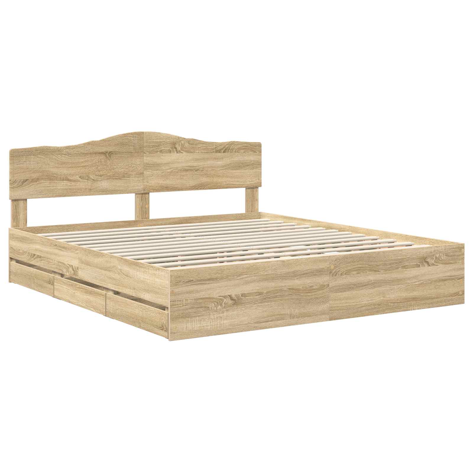 Cadre de lit Chêne Sonoma 200 x 200 cm Bois Ingénierie - XIOS
