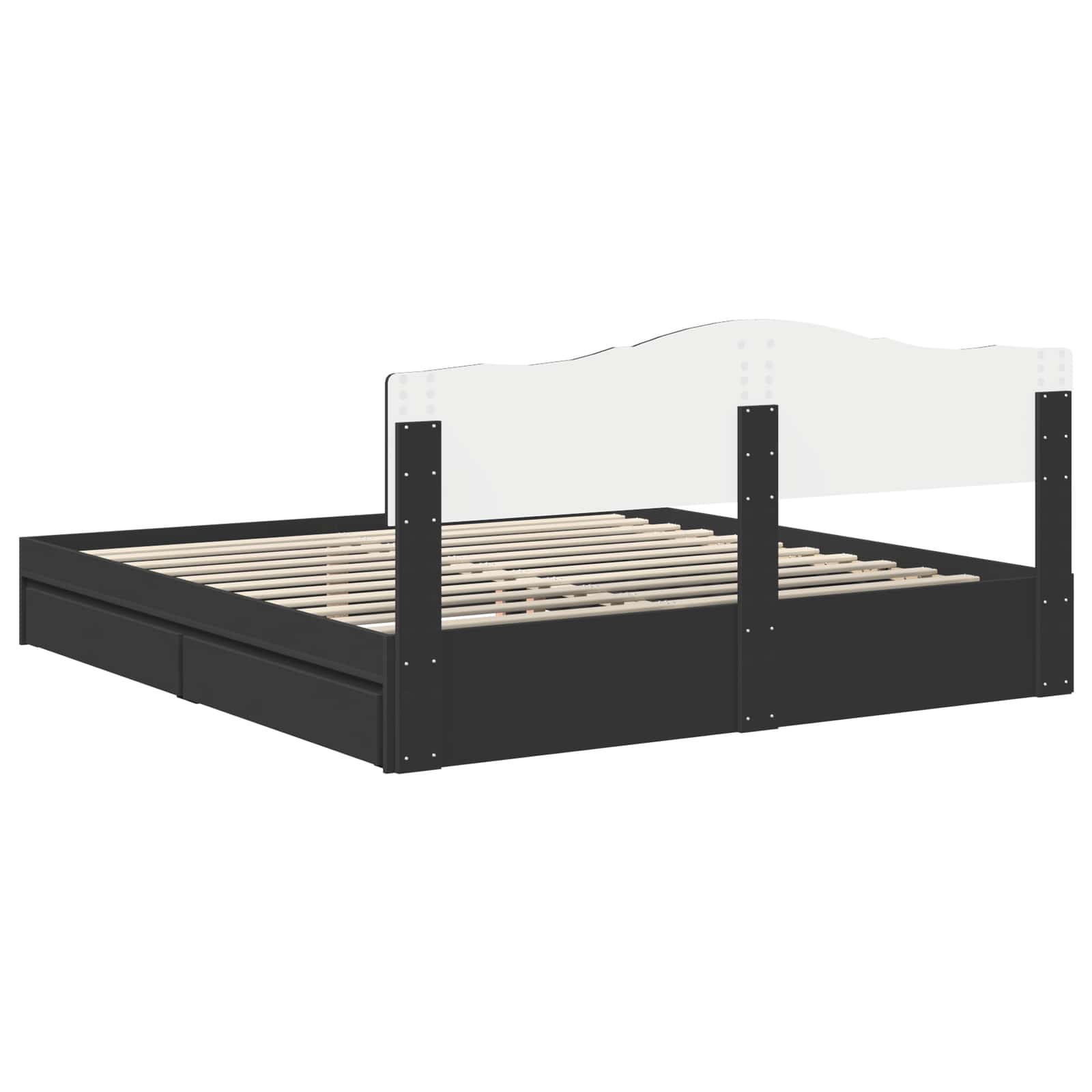 Lit de Rangement Réglable Noir 200 x 200 cm Bois d'ingénierie
