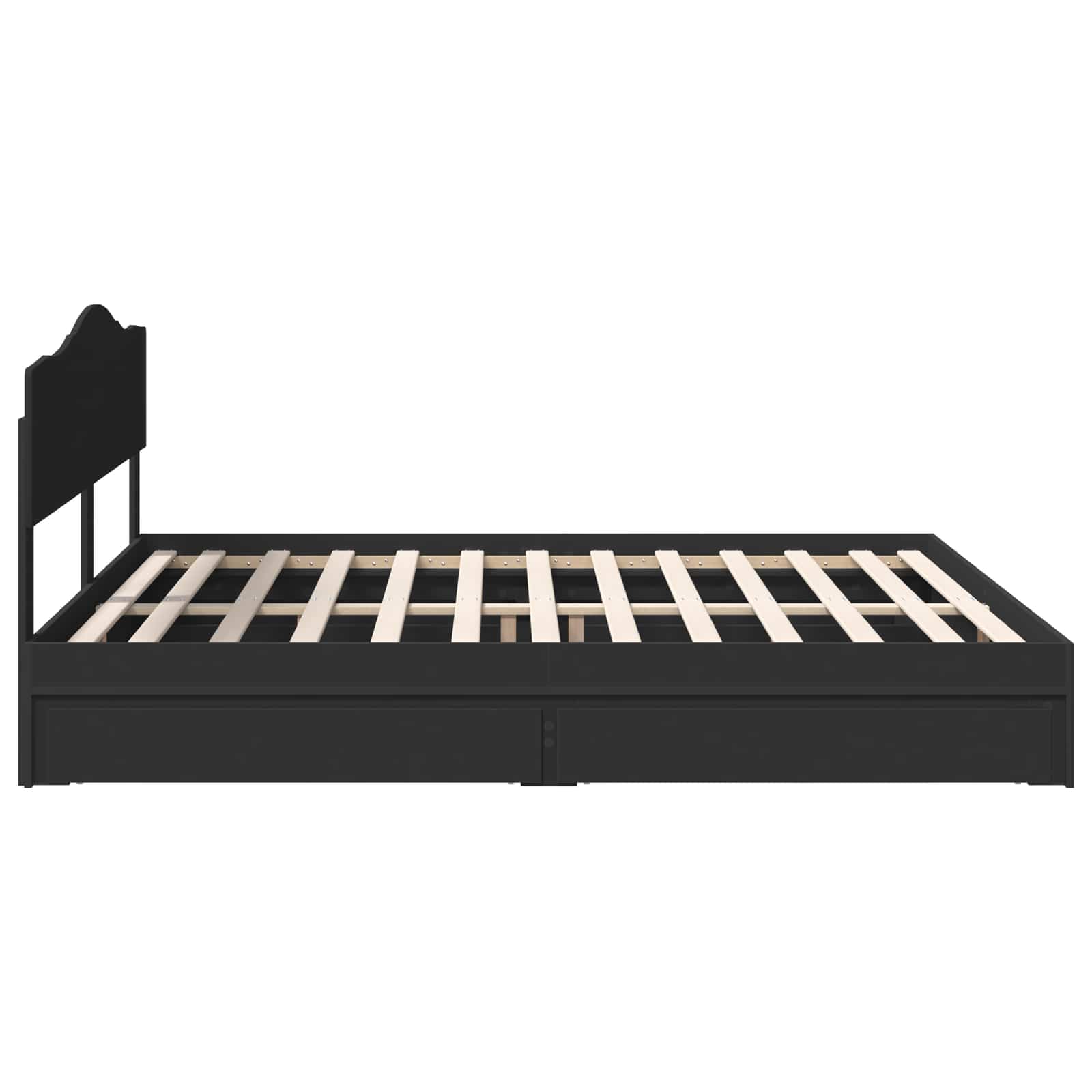 Lit de Rangement Réglable Noir 200 x 200 cm Bois d'ingénierie