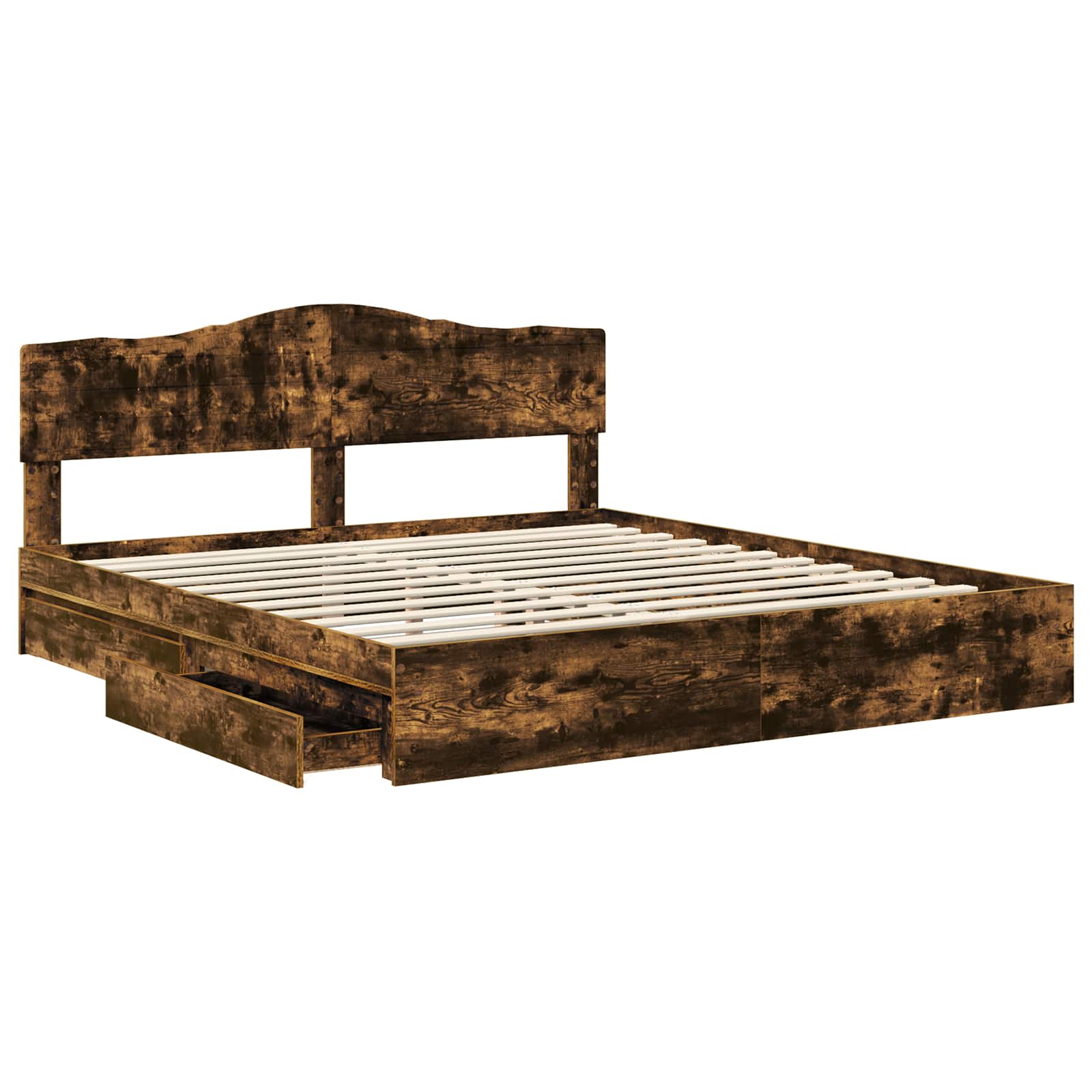 Lit de Rangement Chêne fumé 180 x 200 cm Bois d'ingénierie - XIOS