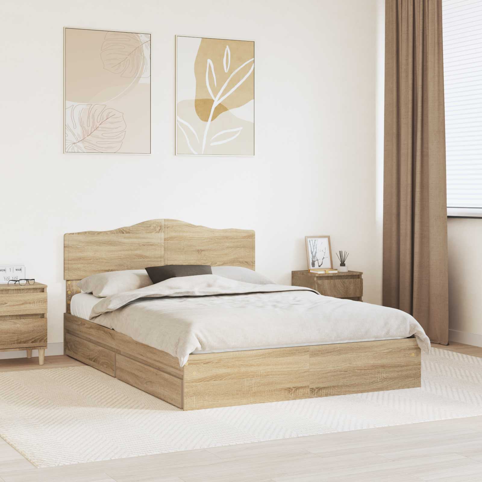Lit de Rangement Chêne Sonoma 150 x 200 cm Bois d'ingénierie - XIOS