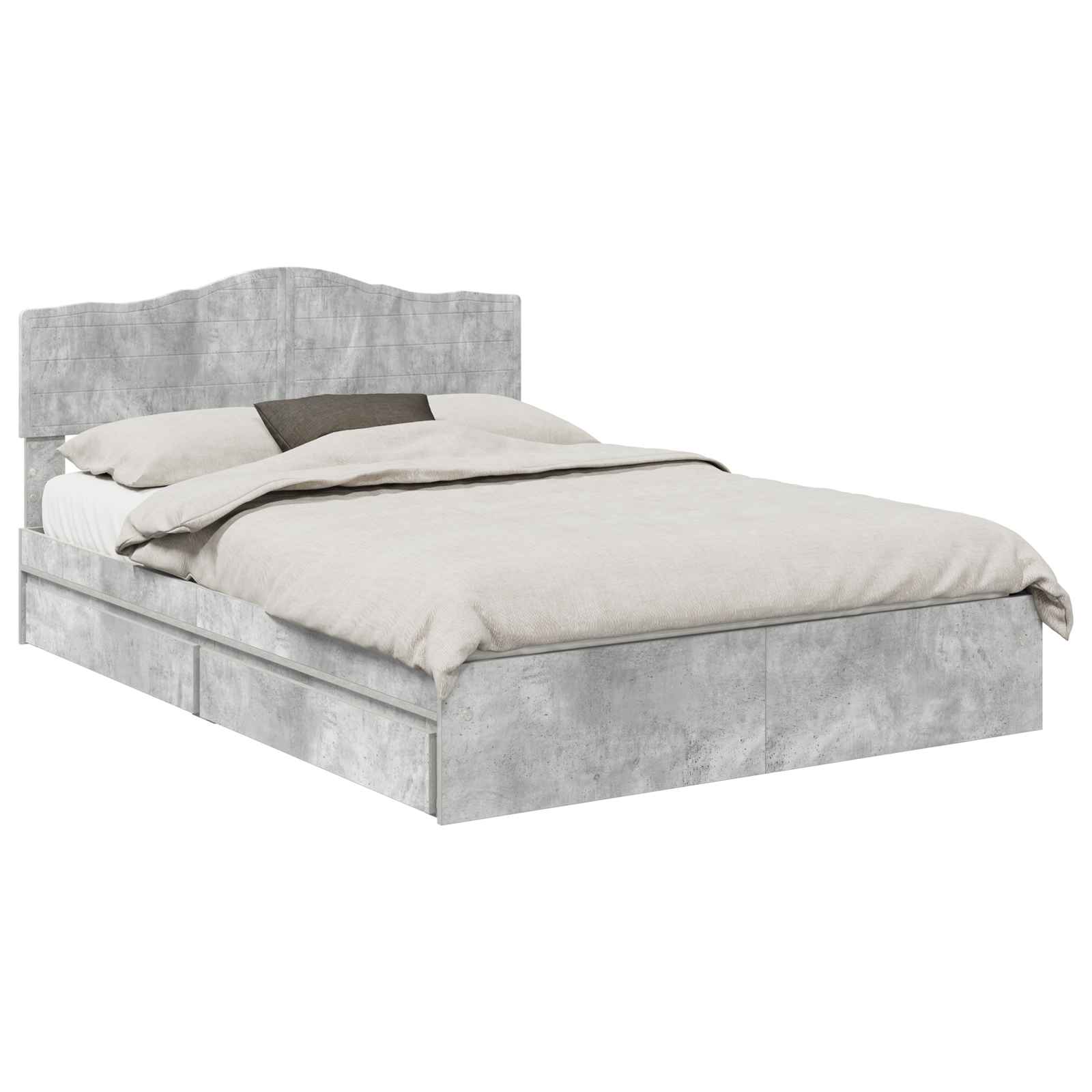 Lit de Rangement Gris béton 150 x 200 cm Bois d'ingénierie - XIOS