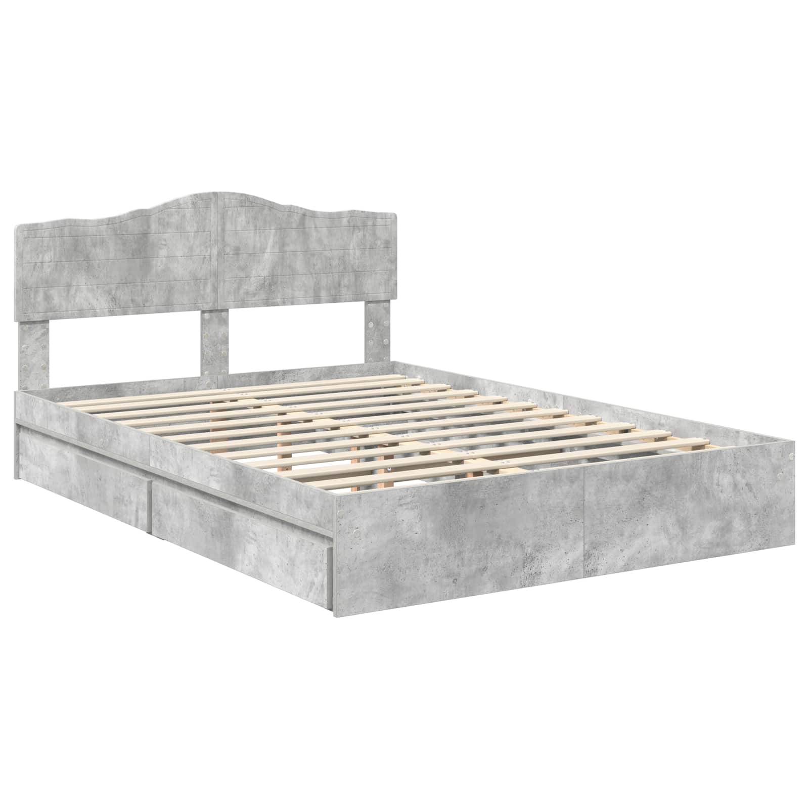 Lit de Rangement Gris béton 150 x 200 cm Bois d'ingénierie - XIOS