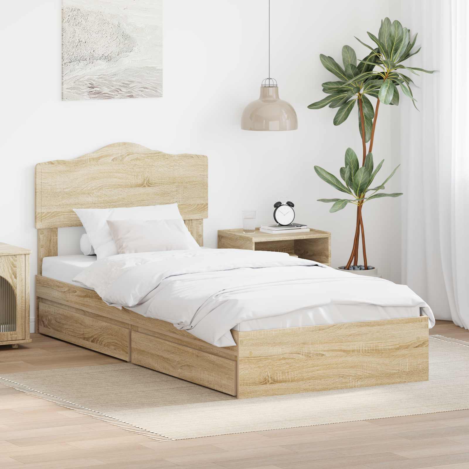 Lit de Rangement Chêne Sonoma 90 x 200 cm Bois d'ingénierie - XIOS