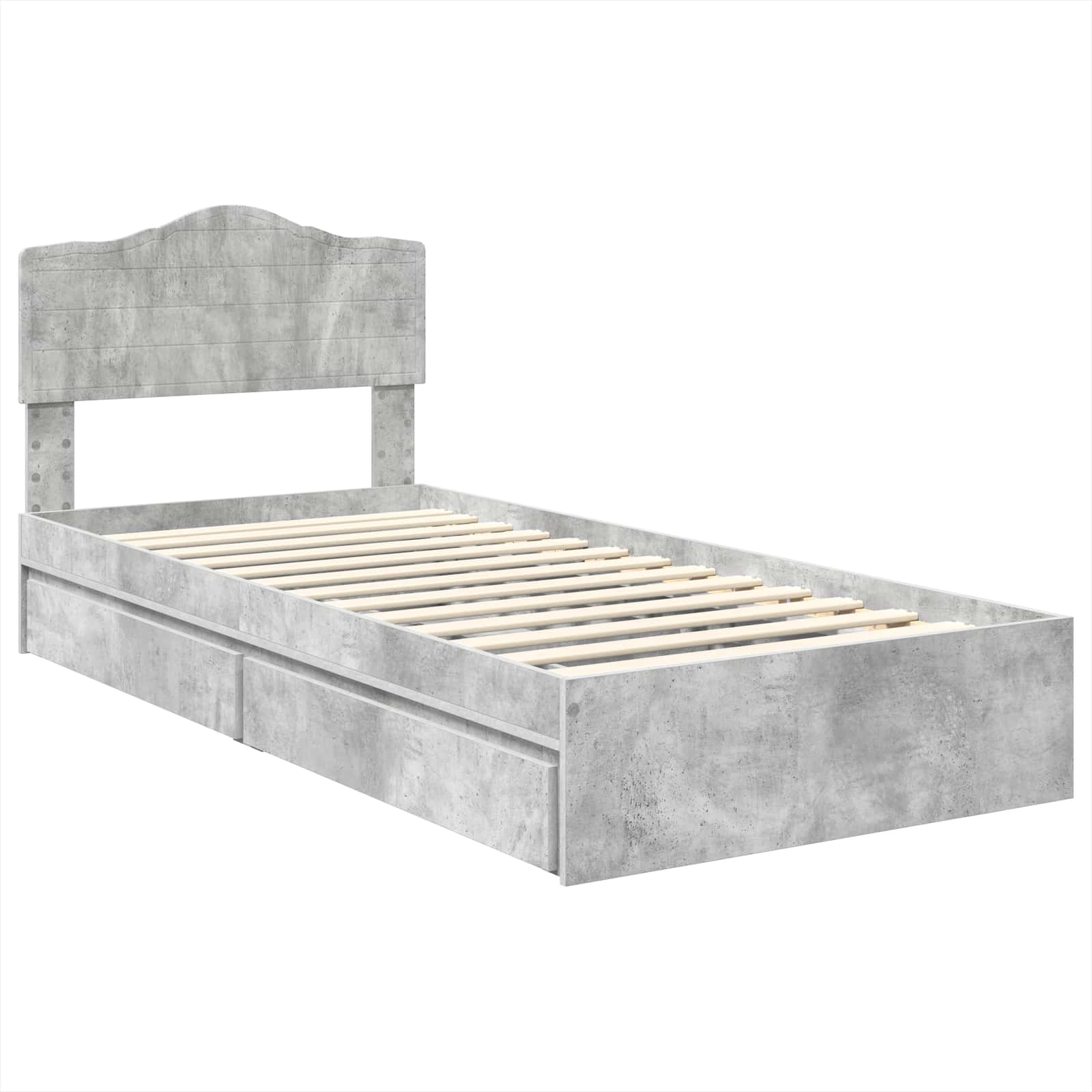 Lit de Rangement Gris béton 90 x 190 cm Bois d'ingénierie - XIOS