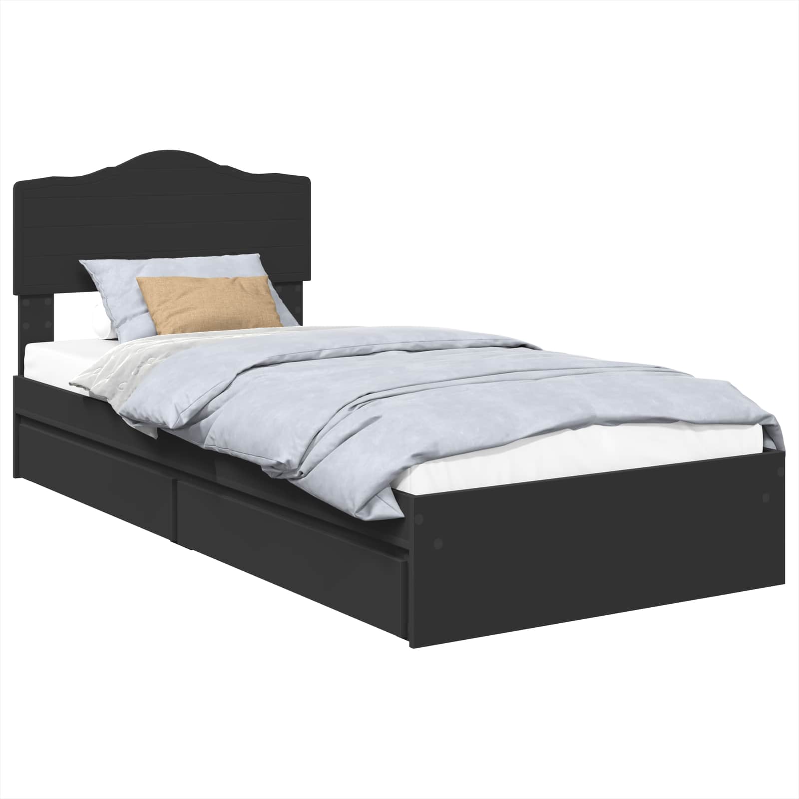 Lit de Rangement avec tiroir Noir 75 x 190 cm Bois d'ingénierie - XIOS