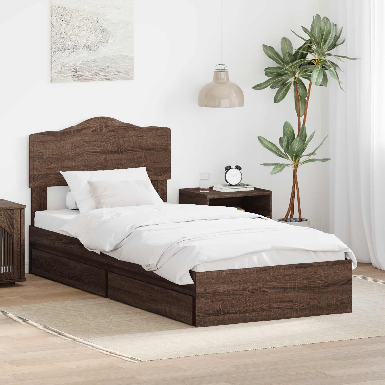 Lit de Rangement Chêne brun 75 x 190 cm Bois d'ingénierie - XIOS