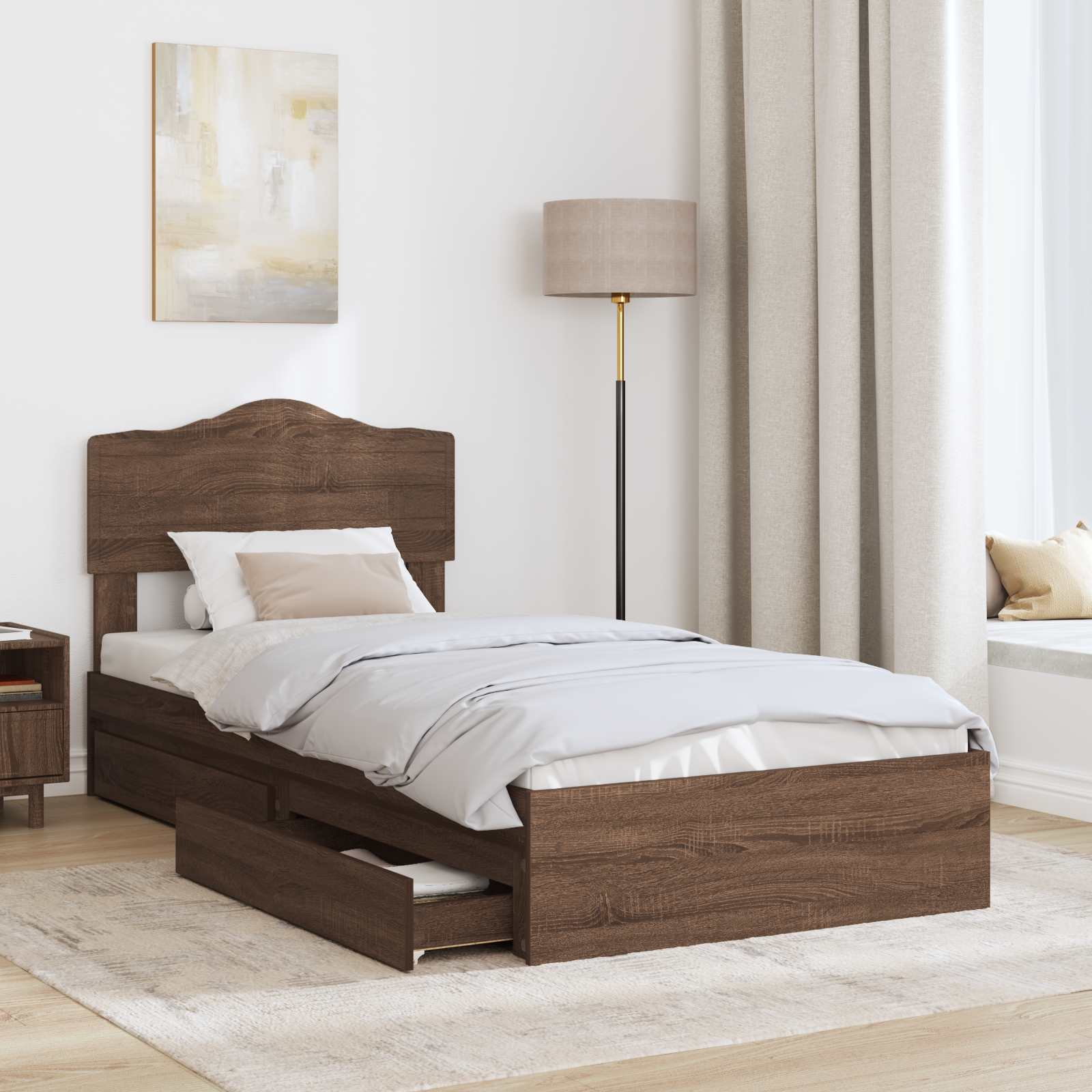 Lit de Rangement Chêne brun 75 x 190 cm Bois d'ingénierie - XIOS