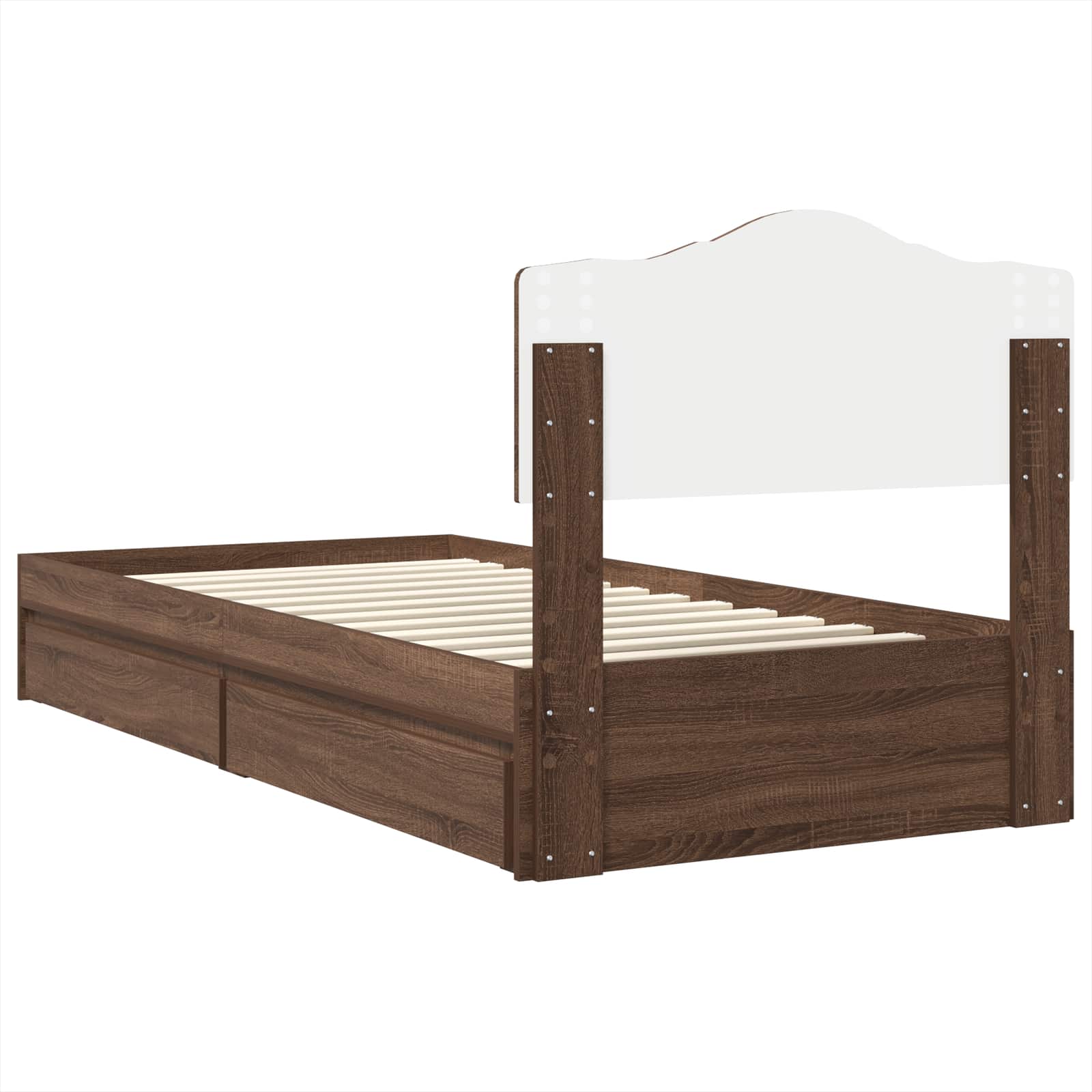 Lit de Rangement Chêne brun 75 x 190 cm Bois d'ingénierie - XIOS
