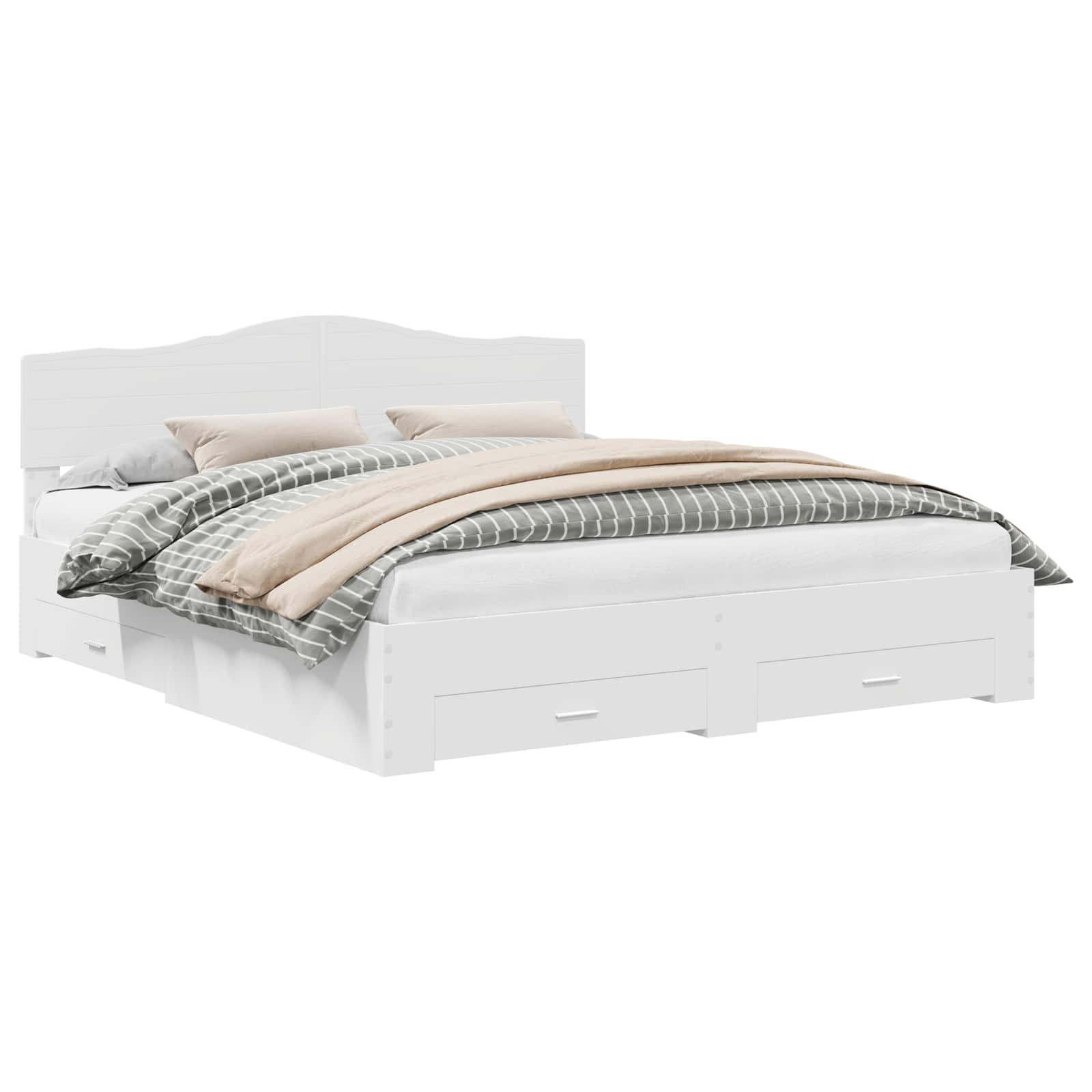 Cadre de lit avec tiroir Blanc 200 x 200 cm Bois d'ingénierie - XIOS