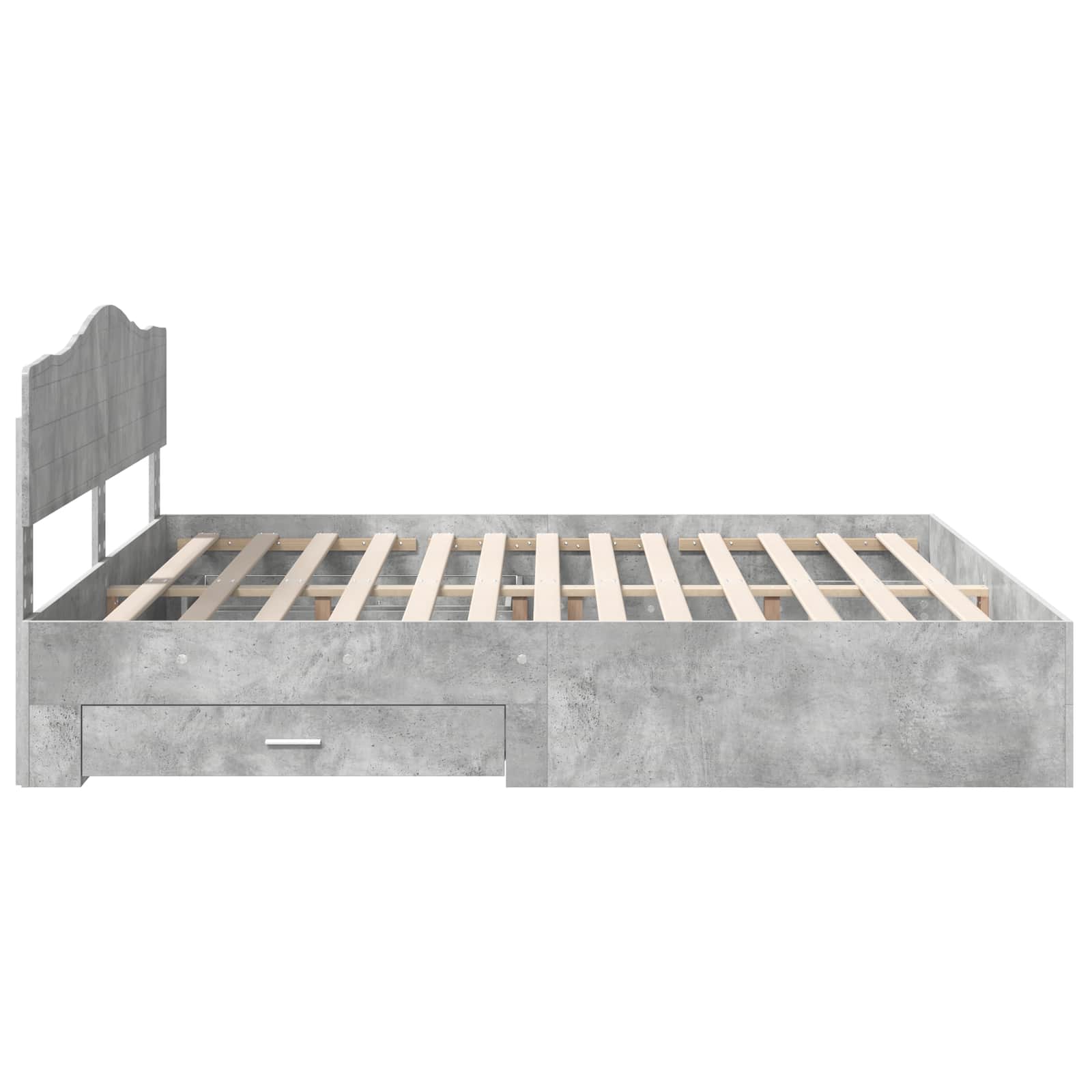 Cadre de lit Gris béton 200 x 200 cm Bois d'ingénierie - XIOS