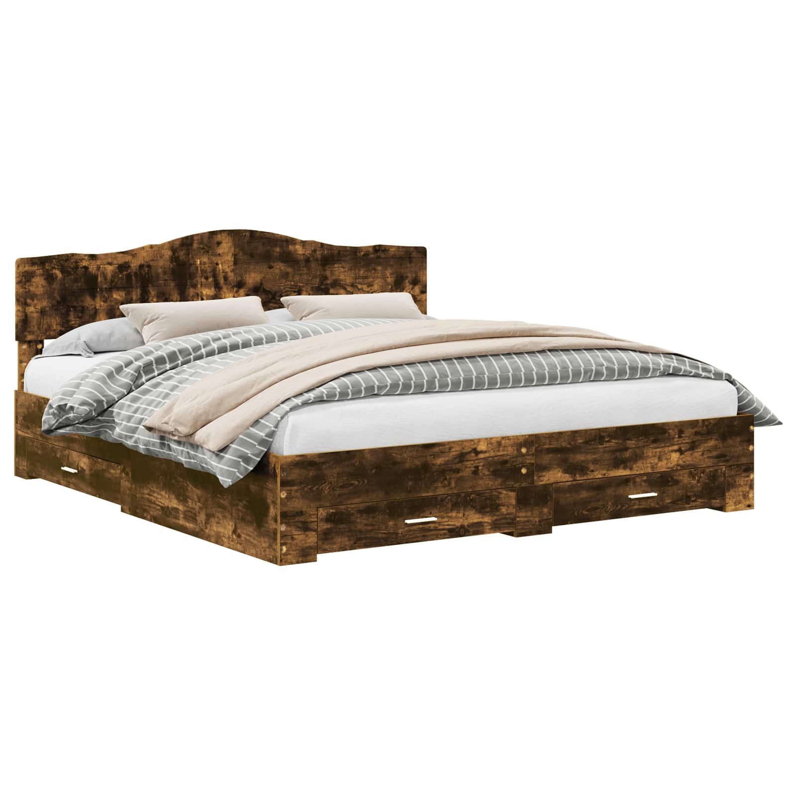 Cadre de lit Chêne fumé 200 x 200 cm Bois d'ingénierie - XIOS