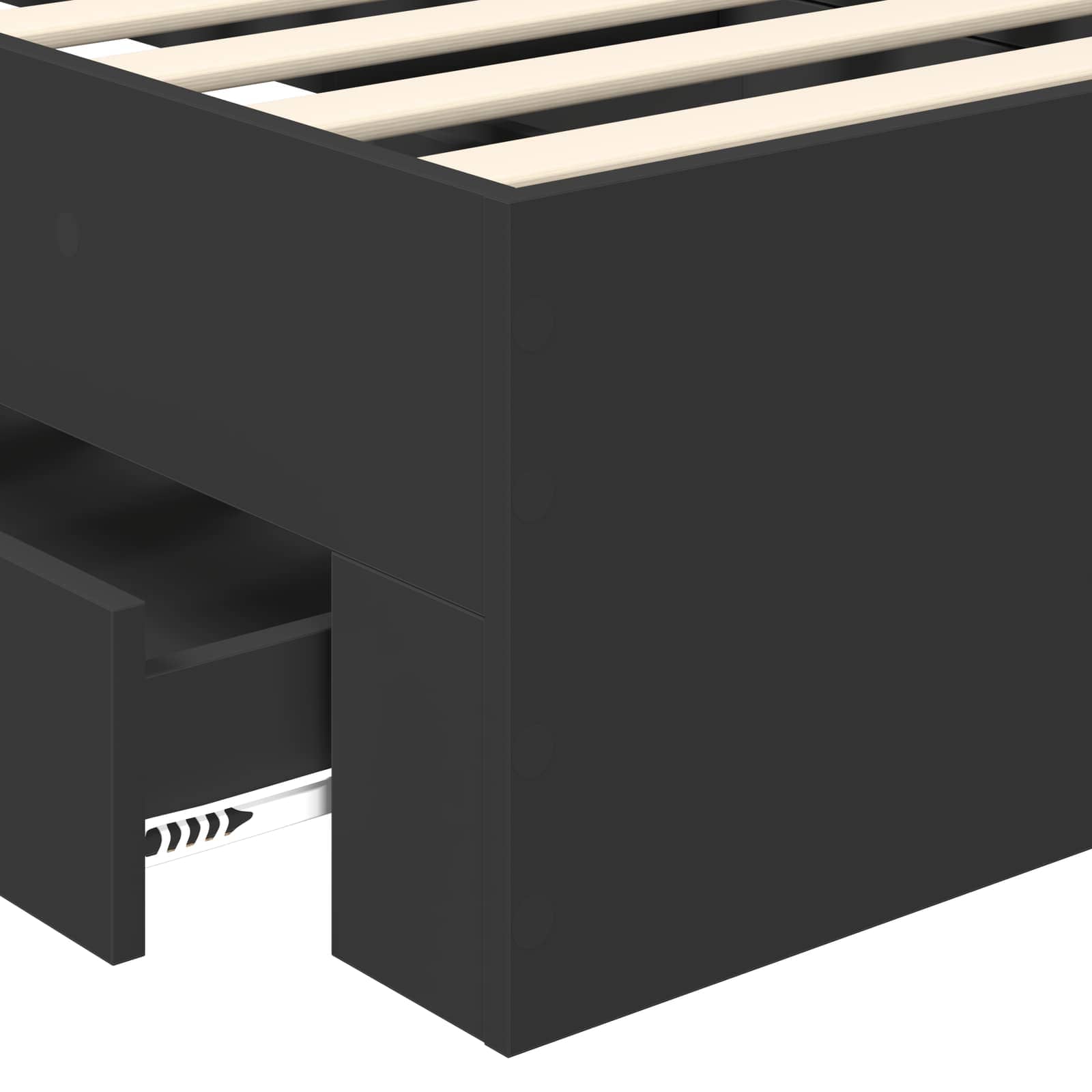 Cadre de lit avec tiroir Noir 75 x 190 cm Bois d'ingénierie - XIOS