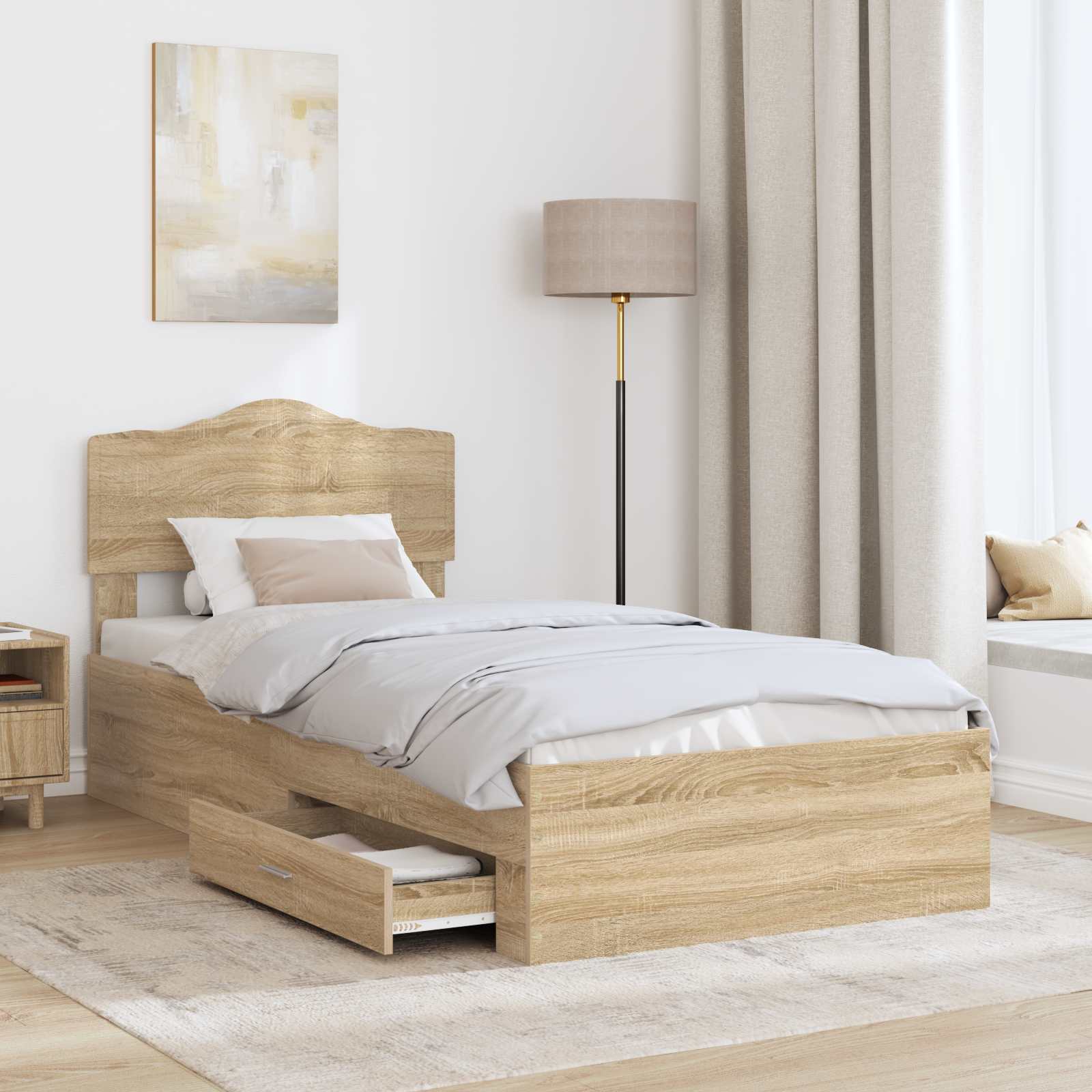 Cadre de lit Chêne Sonoma 75 x 190 cm Bois d'ingénierie - XIOS