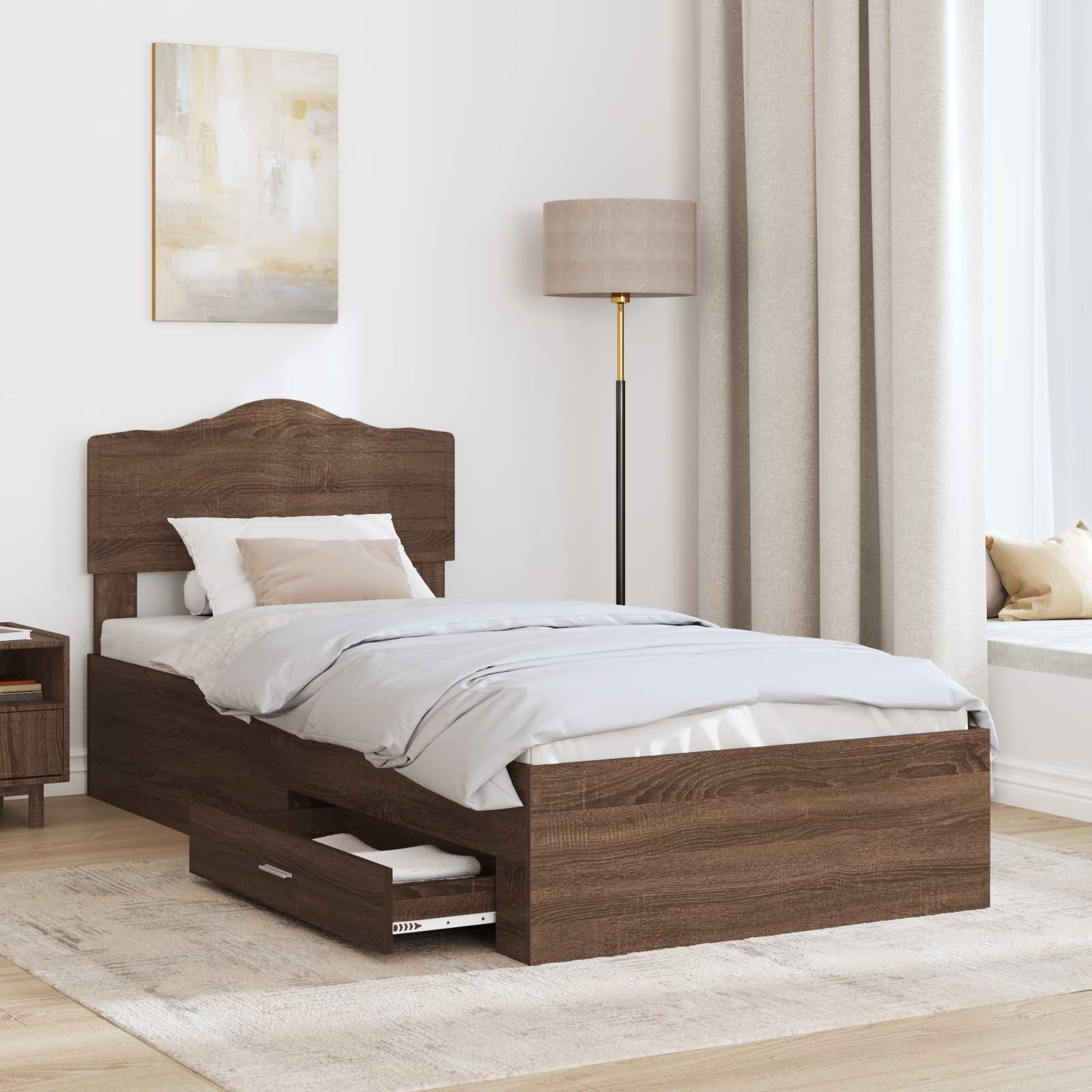 Cadre de lit Chêne brun 75 x 190 cm Bois d'ingénierie - XIOS