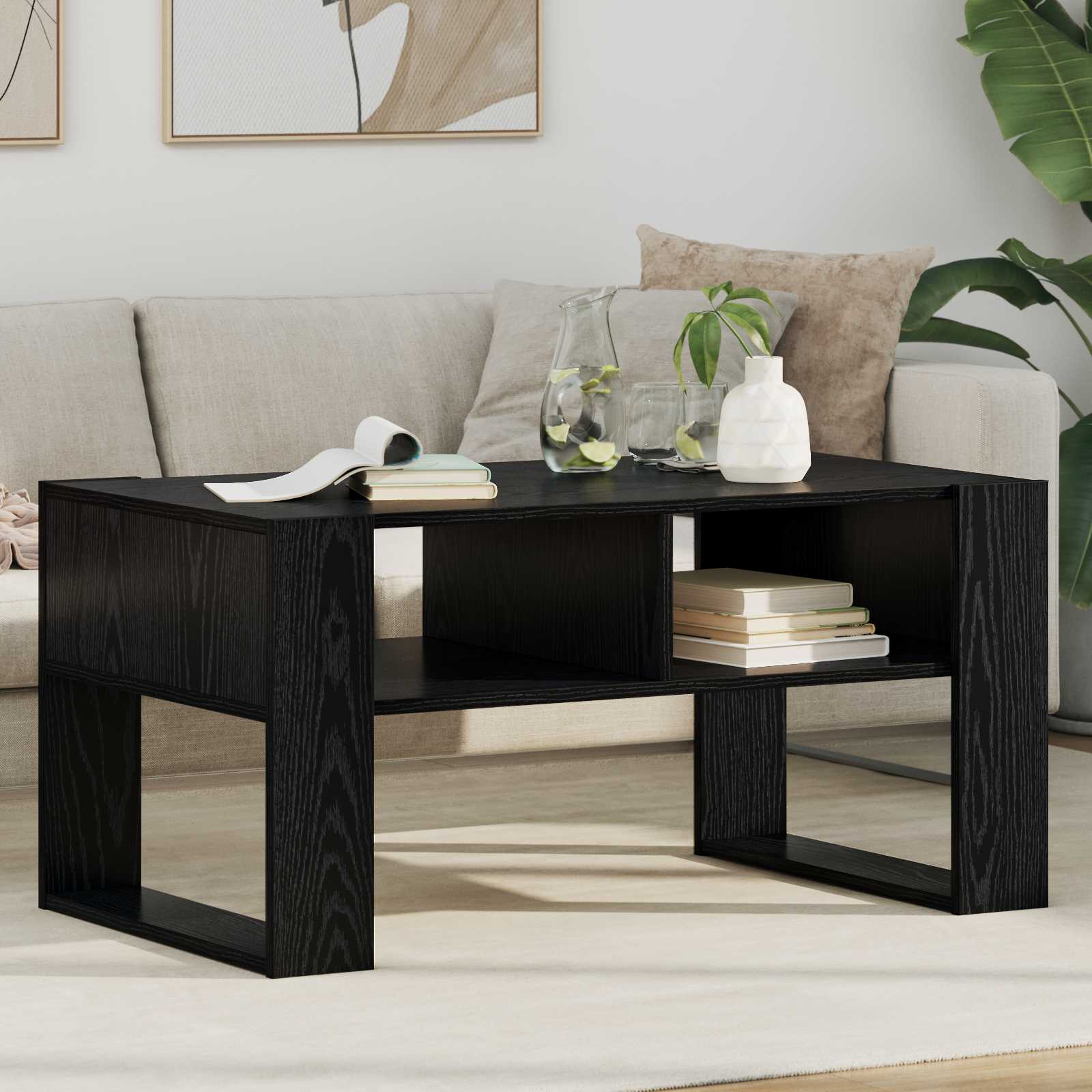 Table basse Chêne noir 92 x 53 x 45 cm Bois d'ingénierie - XIOS