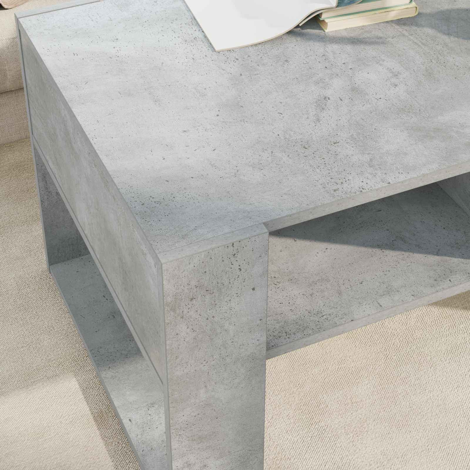 Table basse Gris béton 92 x 53 x 45 cm Bois d'ingénierie - XIOS
