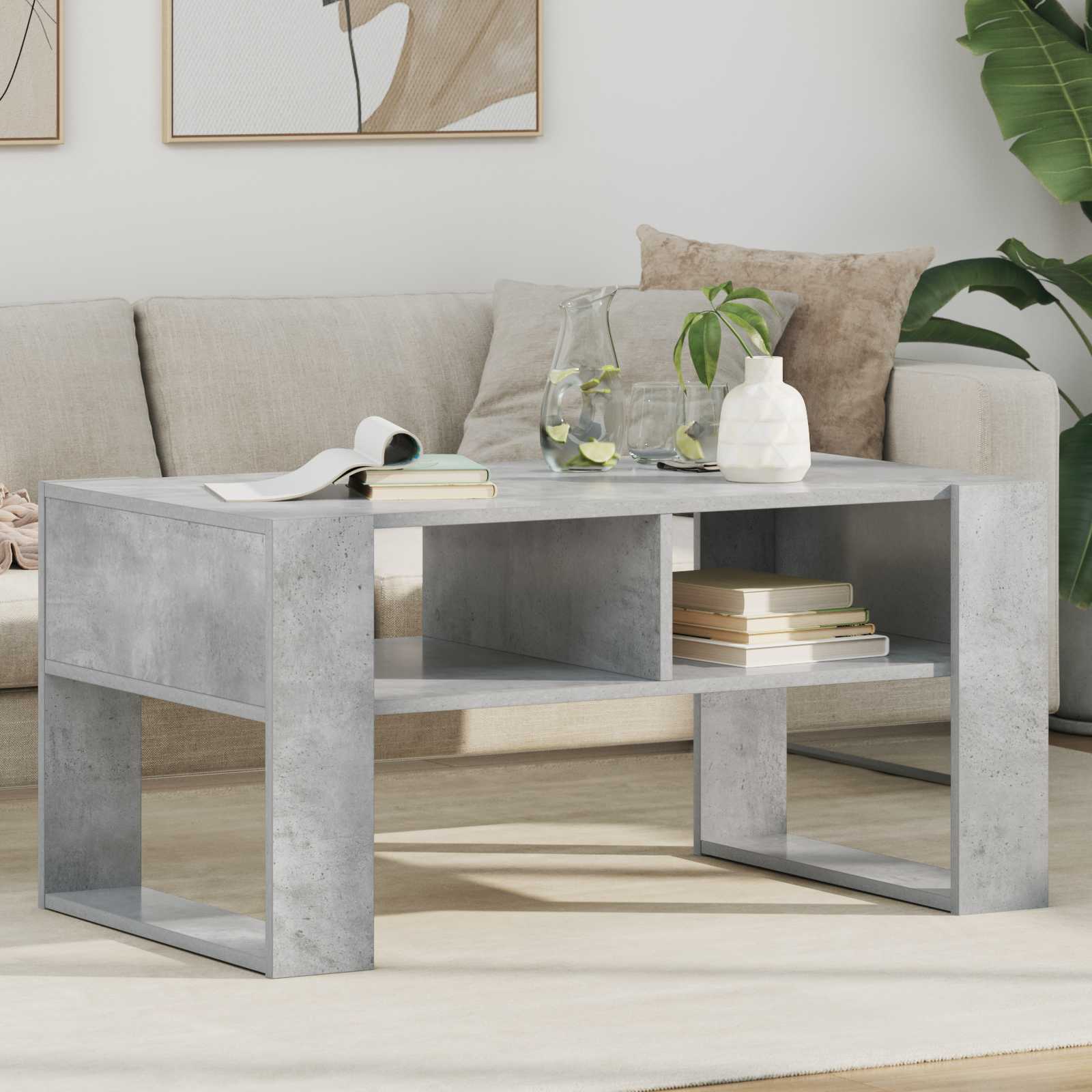 Table basse Gris béton 92 x 53 x 45 cm Bois d'ingénierie - XIOS