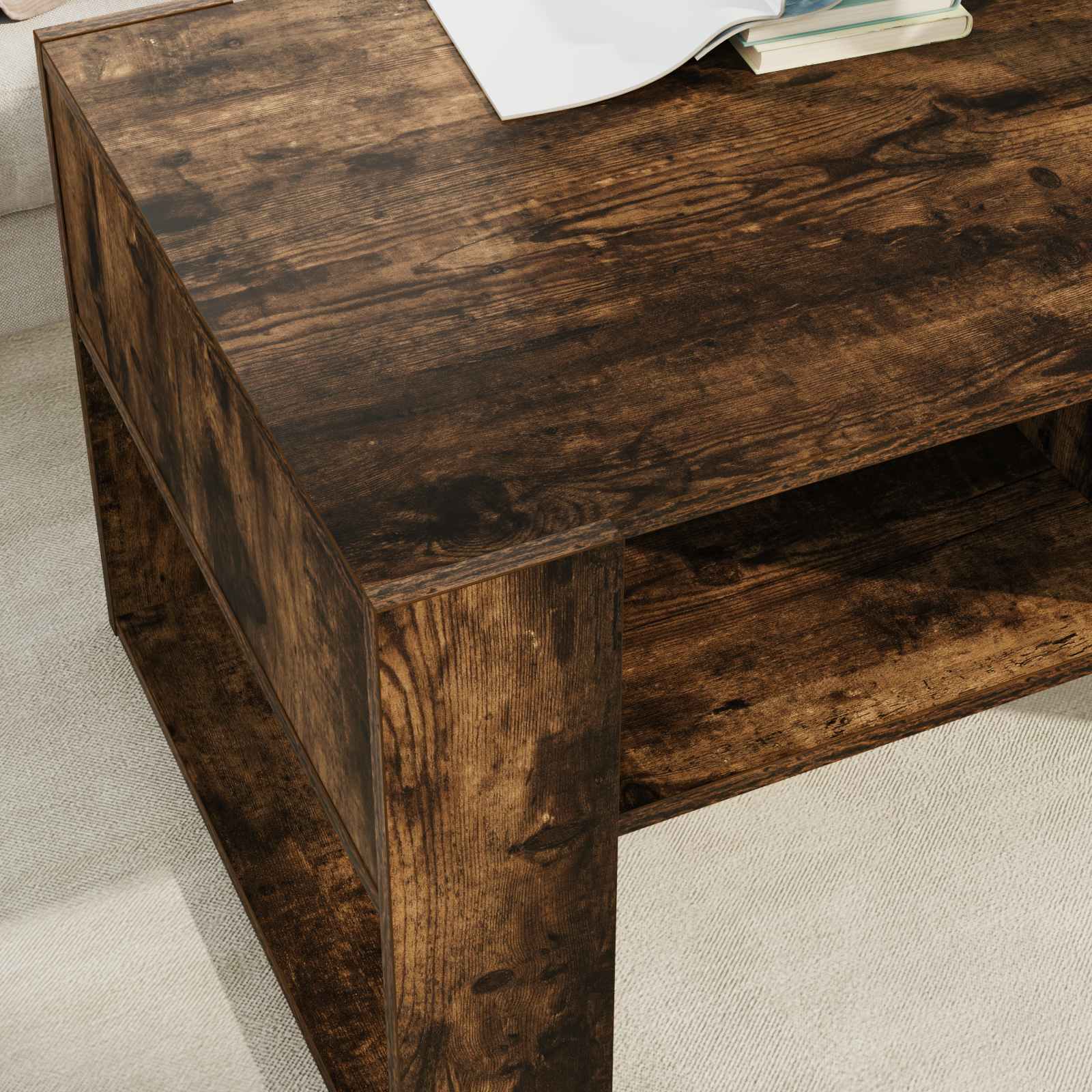 Table basse Chêne fumé 92 x 53 x 45 cm Bois d'ingénierie - XIOS