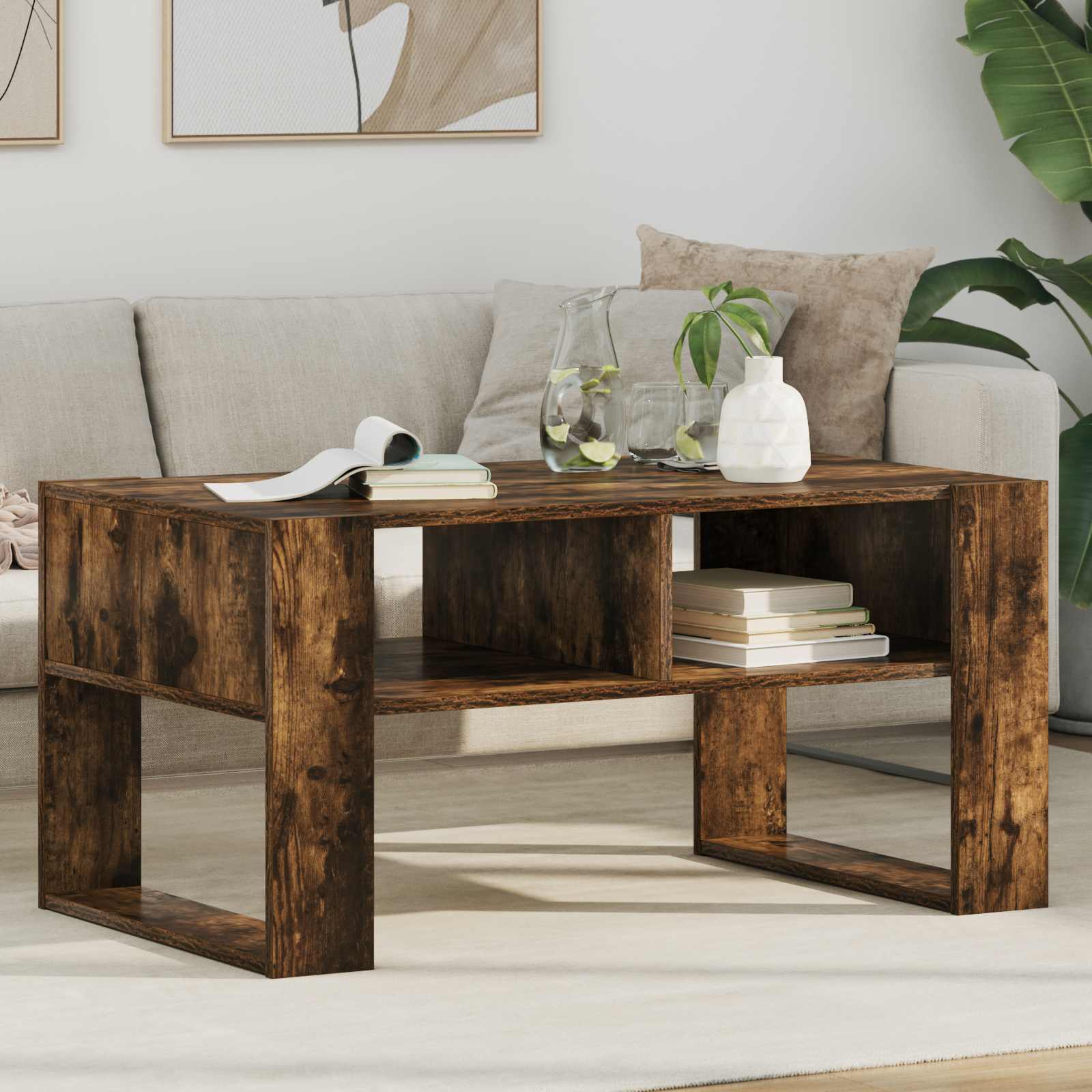 Table basse Chêne fumé 92 x 53 x 45 cm Bois d'ingénierie - XIOS