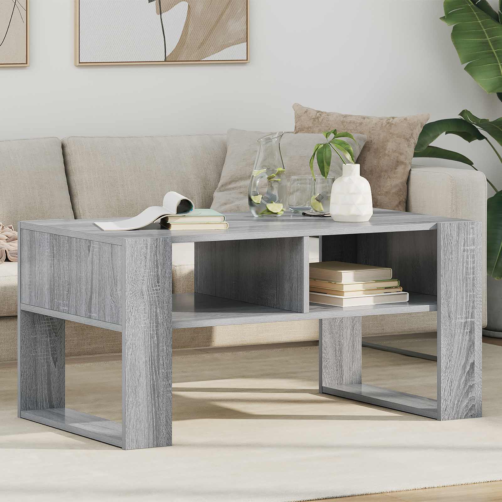 Table basse Gris Sonoma 92 x 53 x 45 cm Bois d'ingénierie - XIOS