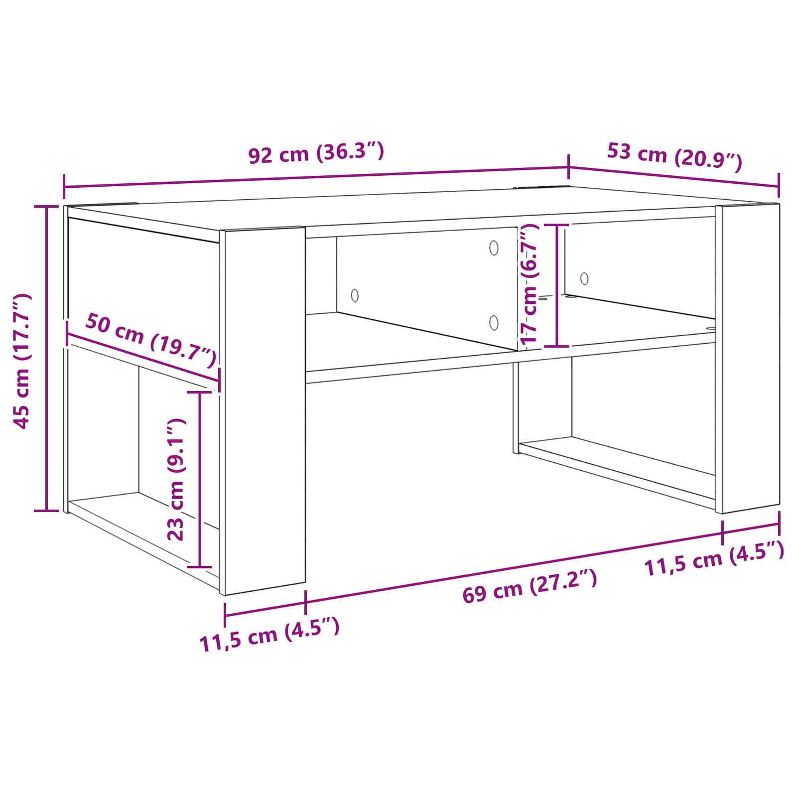 Table basse Chêne artisanal 92 x 53 x 45 cm Bois d'ingénierie - XIOS