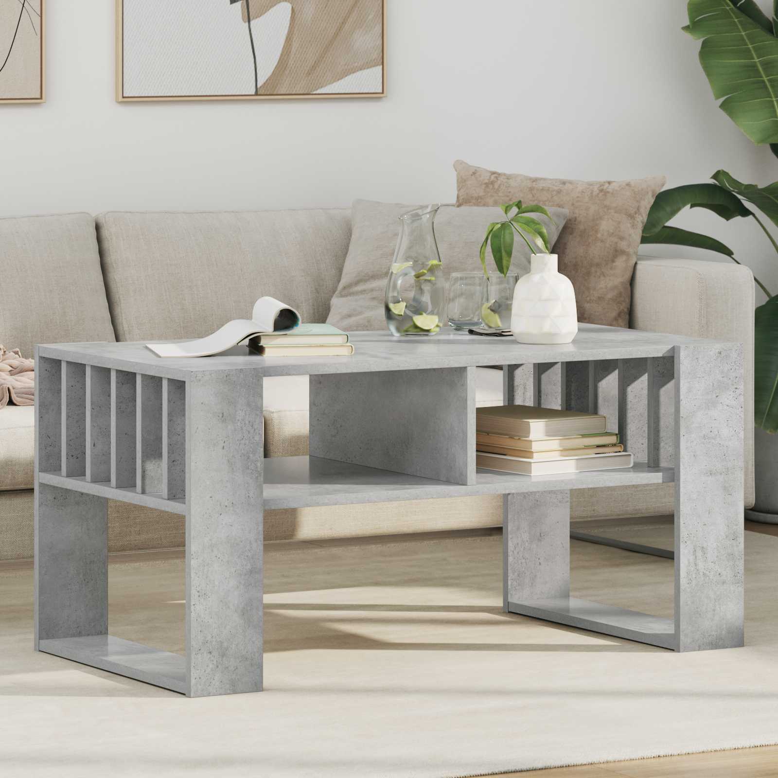 Table basse Gris béton 92 x 49,5 x 45 cm Bois d'ingénierie - XIOS