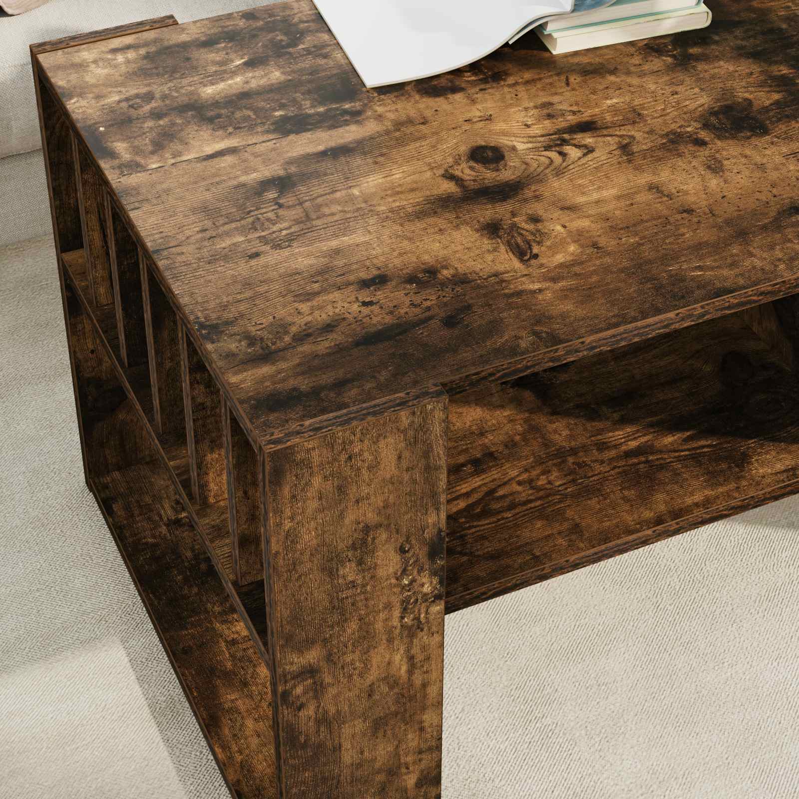 Table basse Chêne fumé 92 x 49,5 x 45 cm Bois d'ingénierie - XIOS