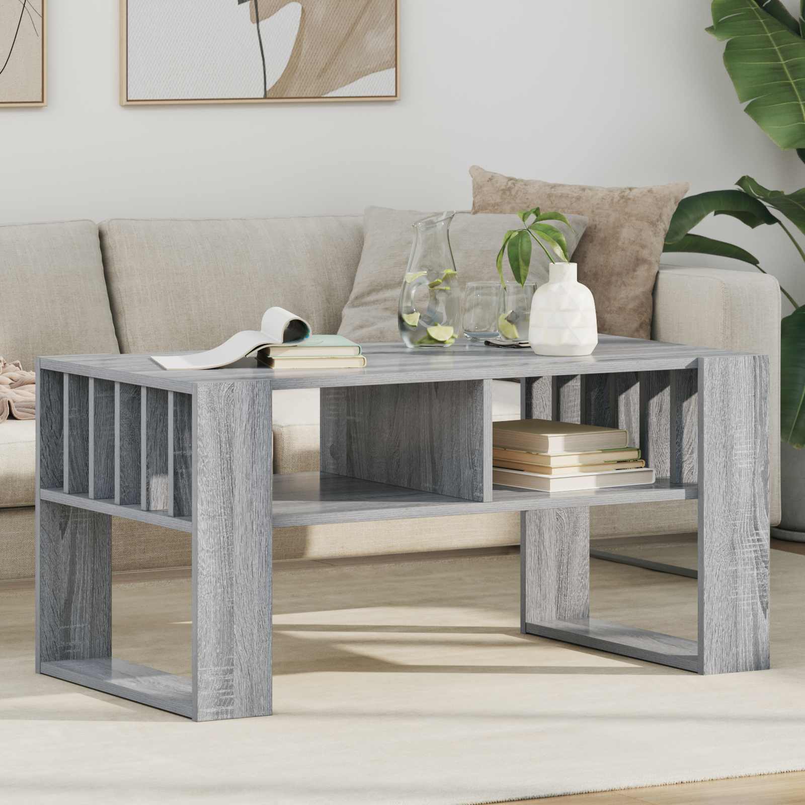 Table basse Gris Sonoma 92 x 49,5 x 45 cm Bois d'ingénierie - XIOS