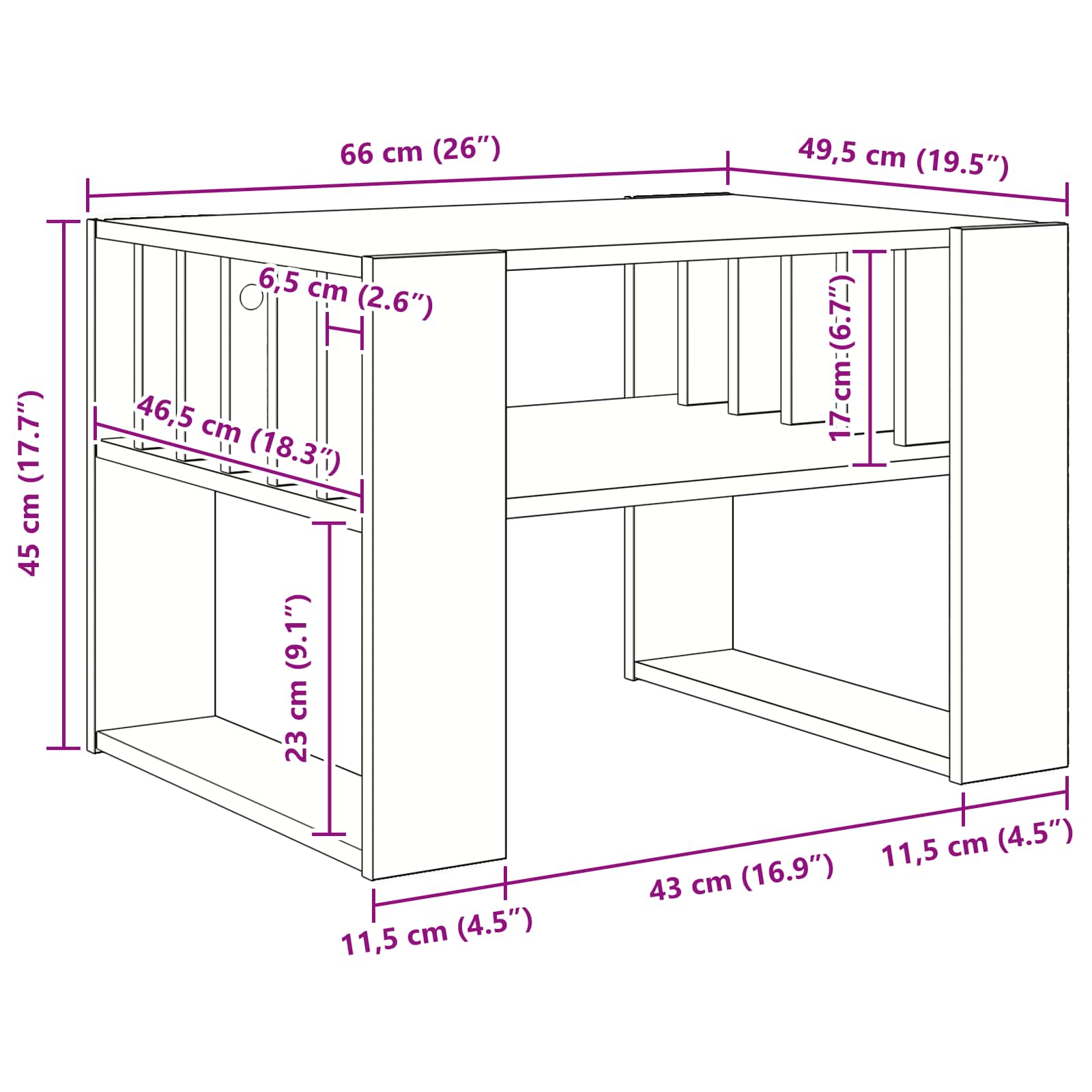 Table basse Gris béton 66 x 49,5 x 45 cm Bois d'ingénierie - XIOS