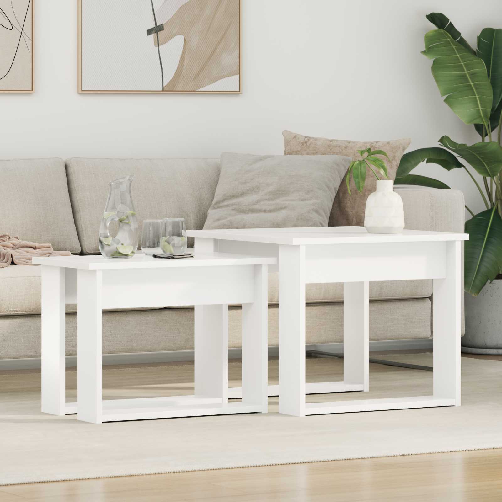 Ensemble de tables basses 2 pcs Blanc Bois d'ingénierie - XIOS