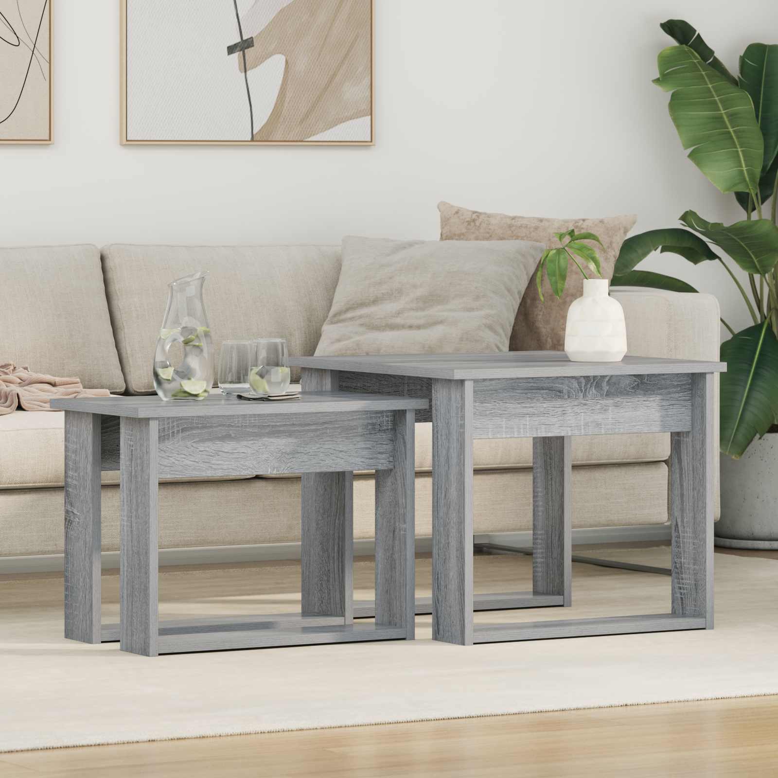 Ensemble de tables basses 2 pcs Gris Sonoma Bois d'ingénierie - XIOS