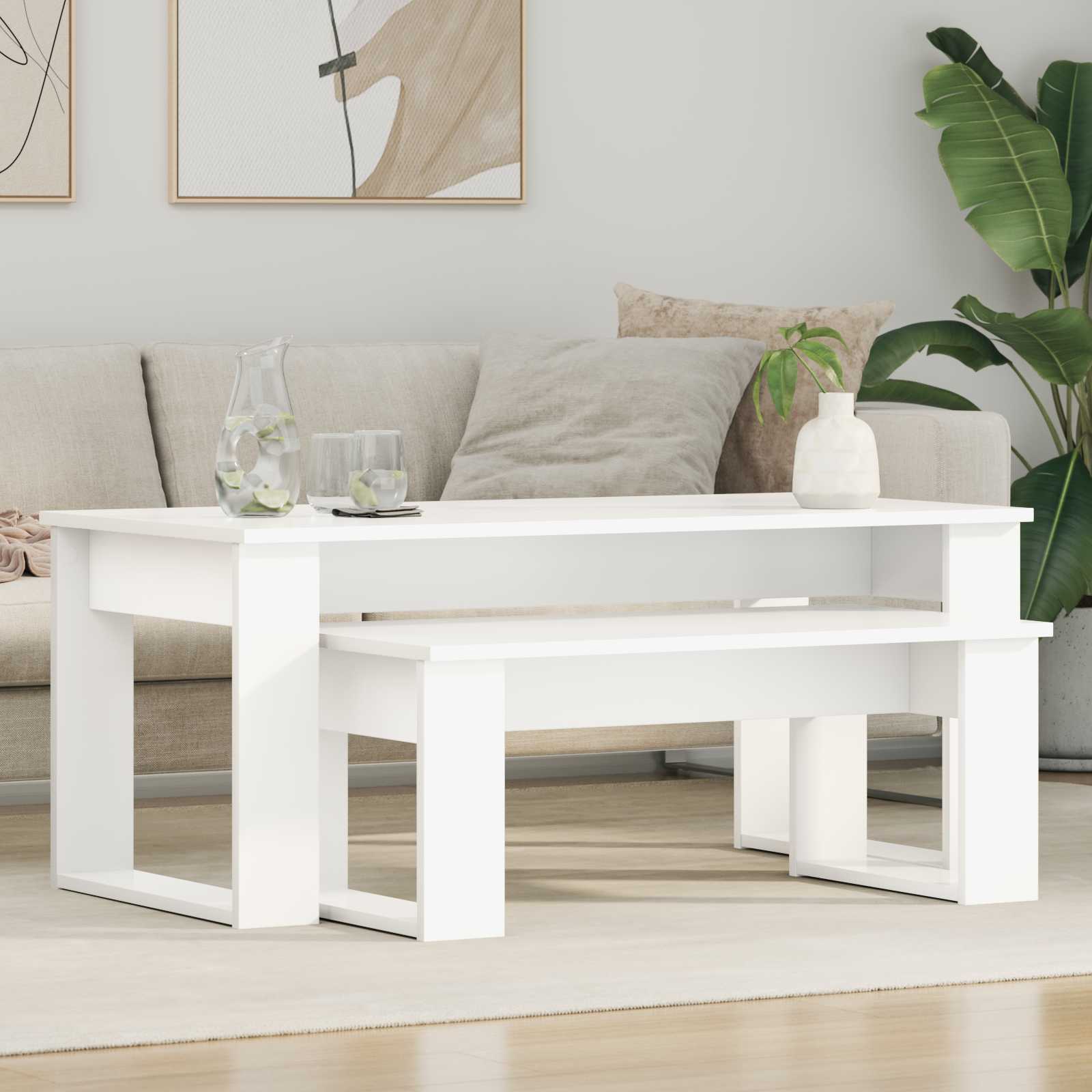 Ensemble de tables basses 2 pcs Blanc Bois d'ingénierie - XIOS