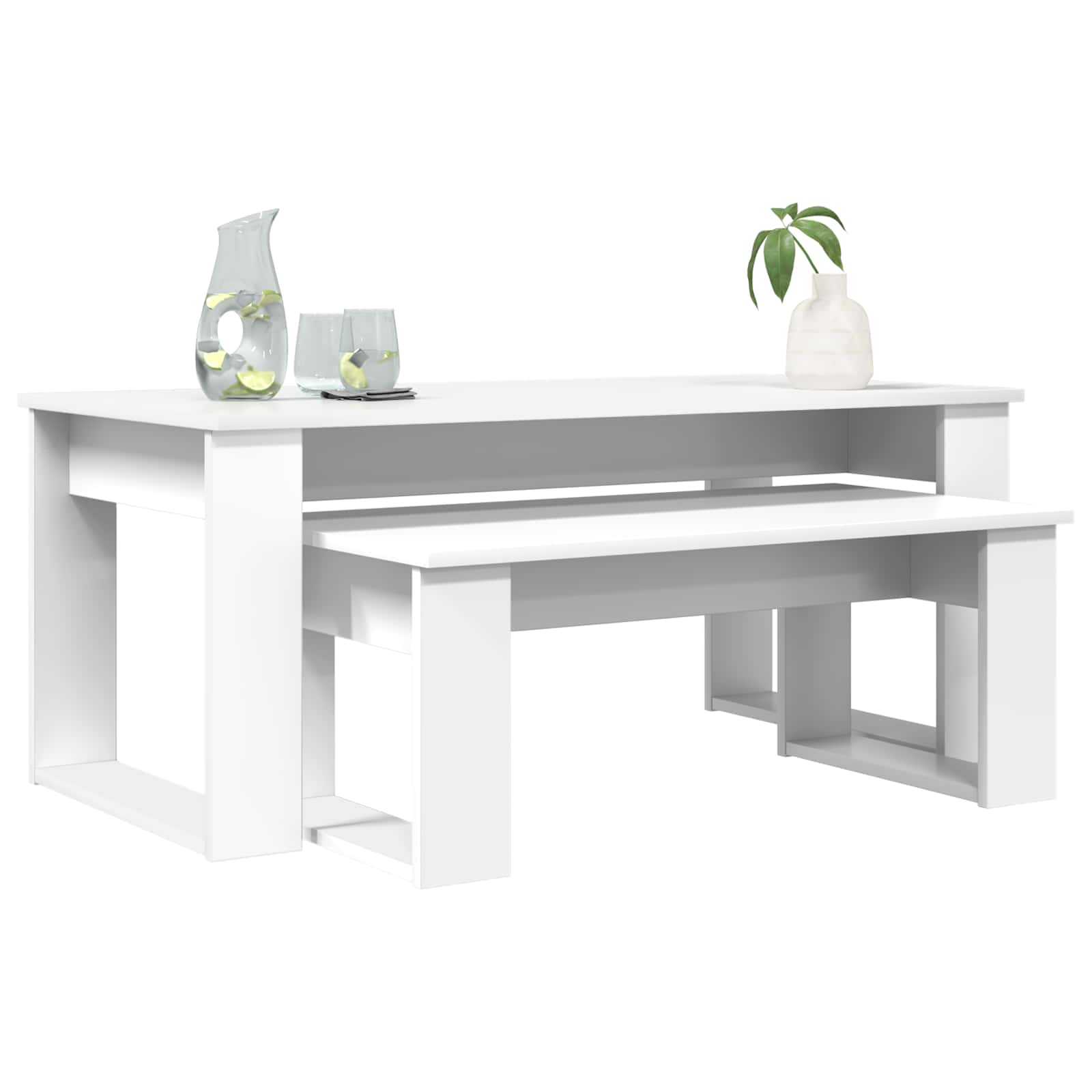 Ensemble de tables basses 2 pcs Blanc Bois d'ingénierie - XIOS